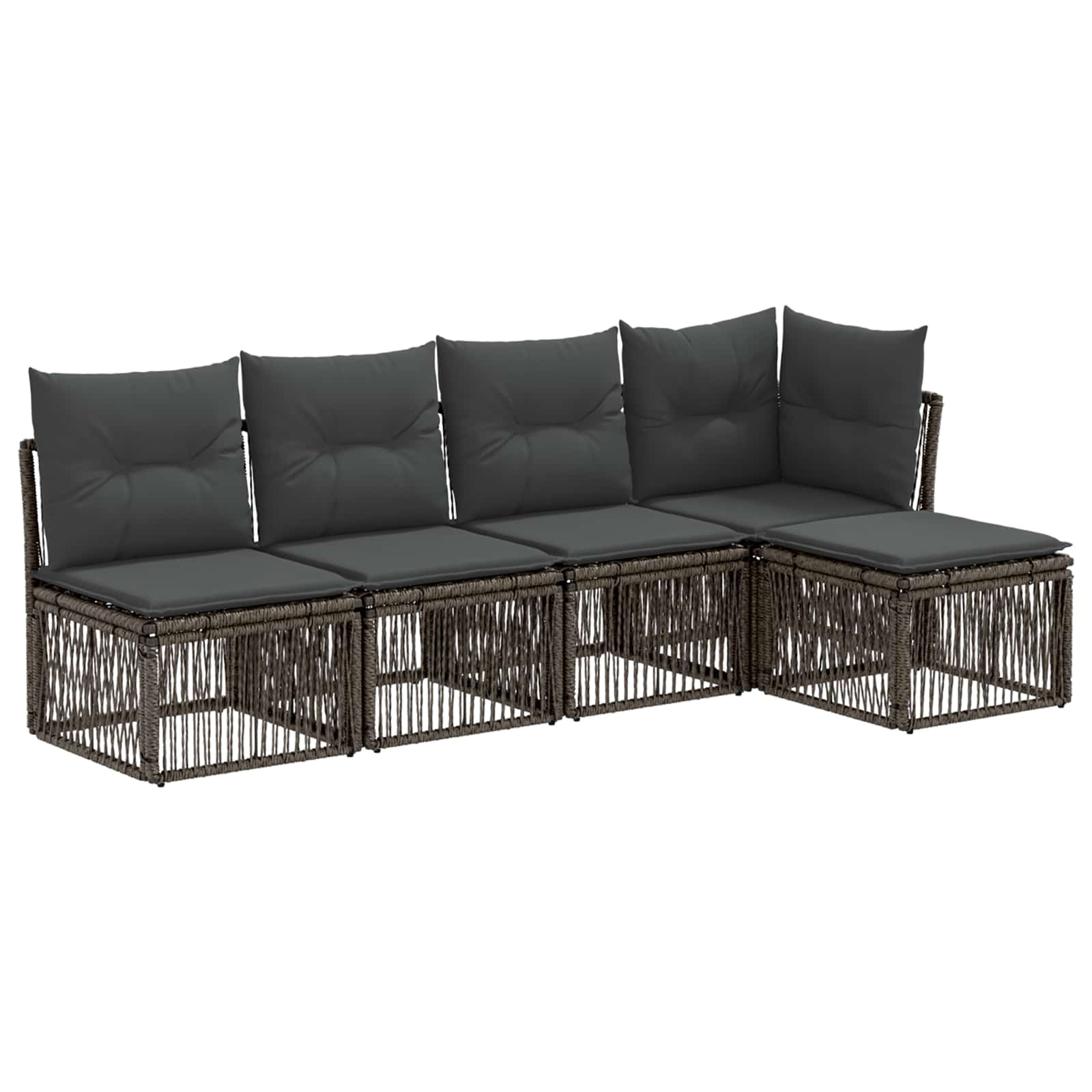 Tuinbankenset 5 pcs Grijs poly rattan – afbeelding 2