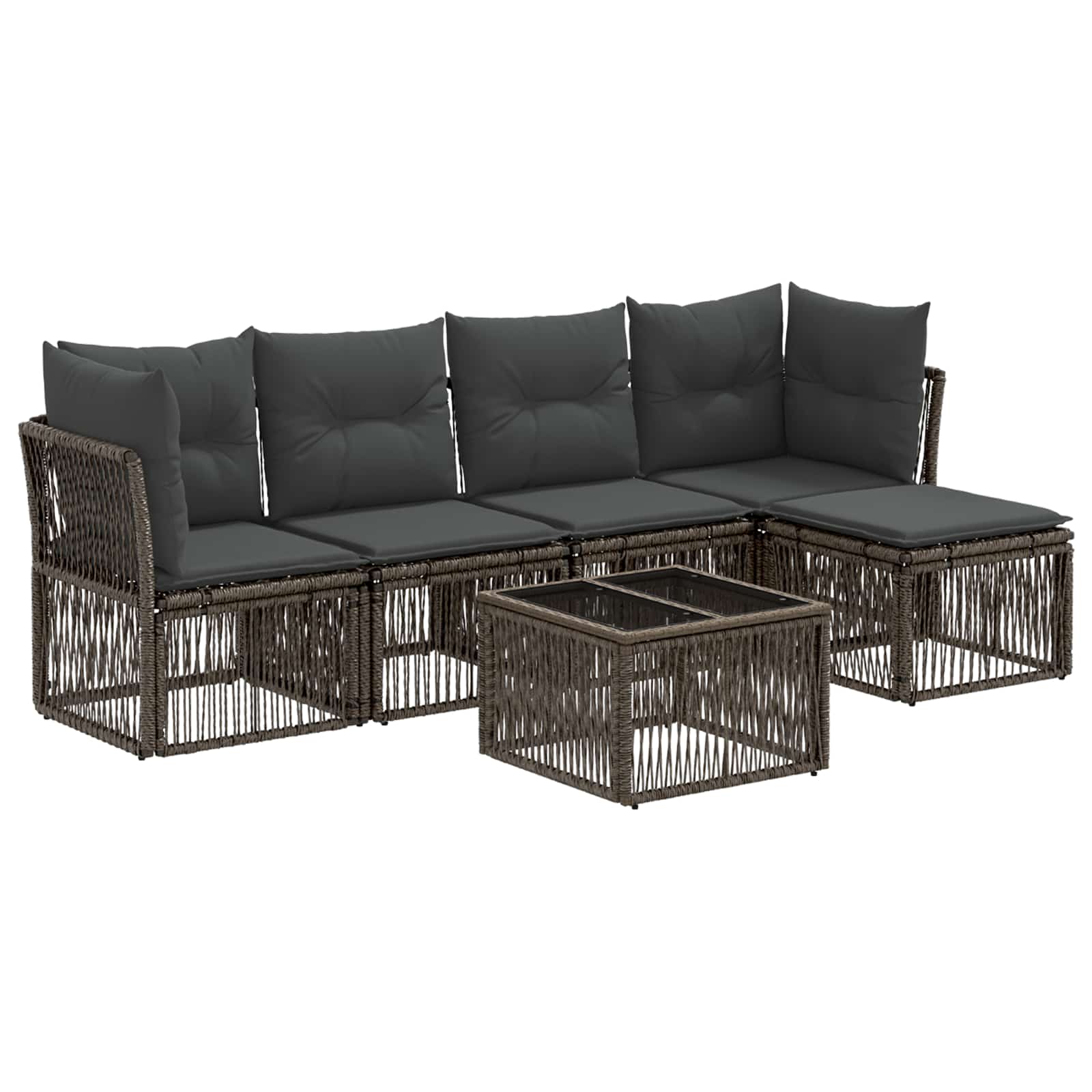 Tuinbankenset 6 pcs Grijs poly rattan – afbeelding 2