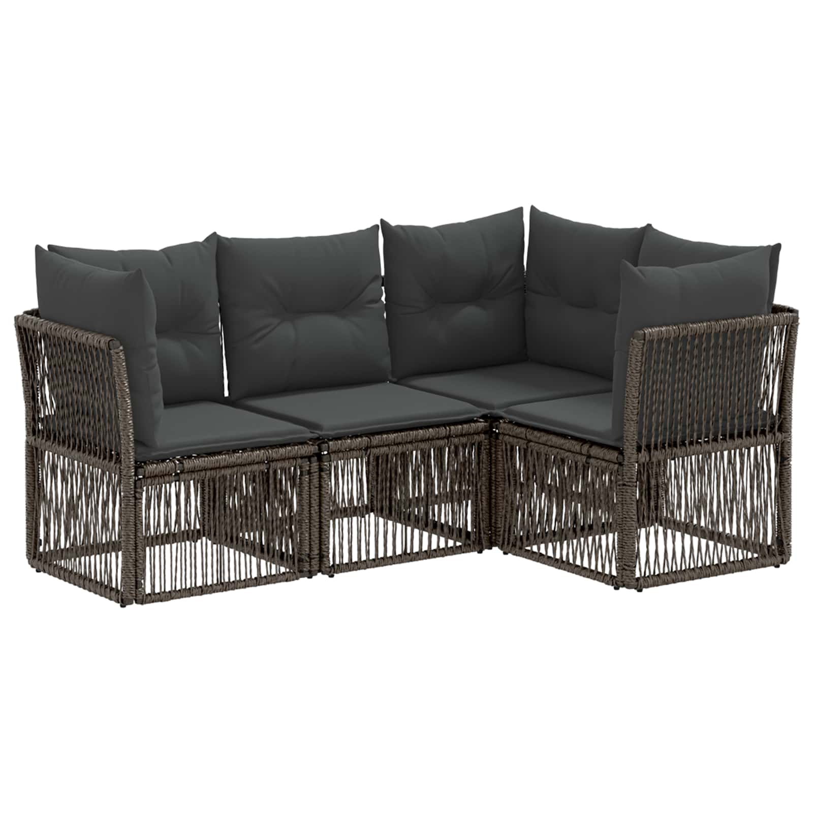 Tuinbankenset 4 pcs Grijs poly rattan – afbeelding 2