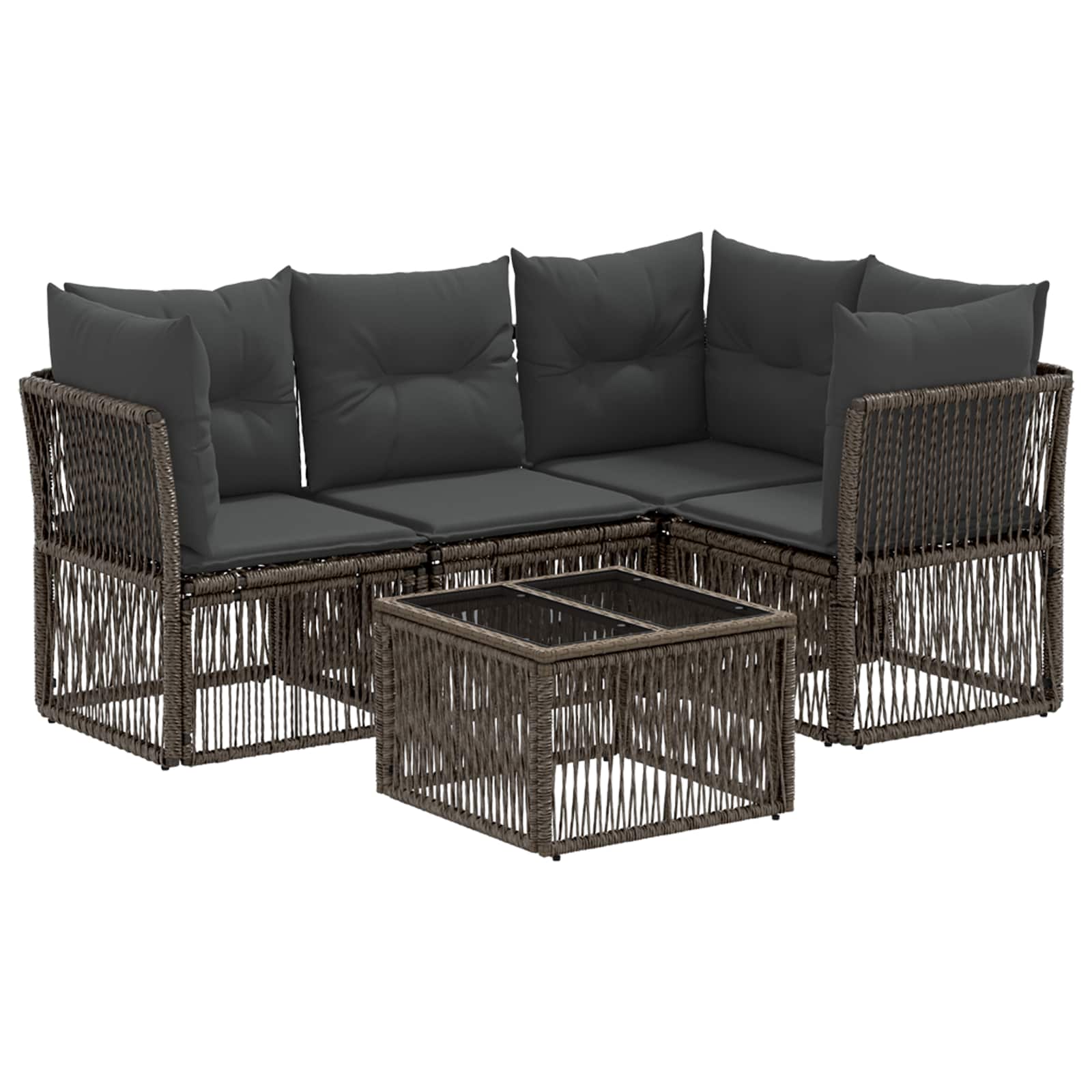 Tuinbankenset 5 pcs Grijs poly rattan – afbeelding 2