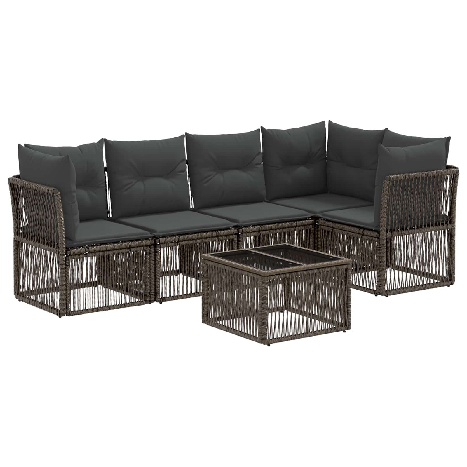Tuinbankenset 6 pcs Grijs poly rattan – afbeelding 2