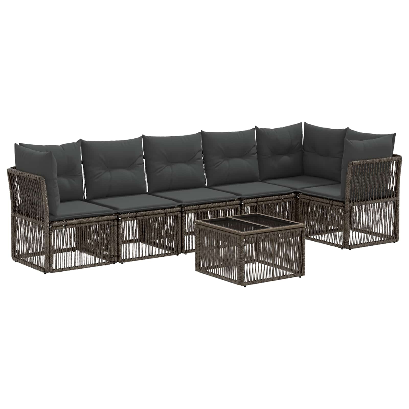 Tuinbankenset 7 pcs Grijs poly rattan – afbeelding 2