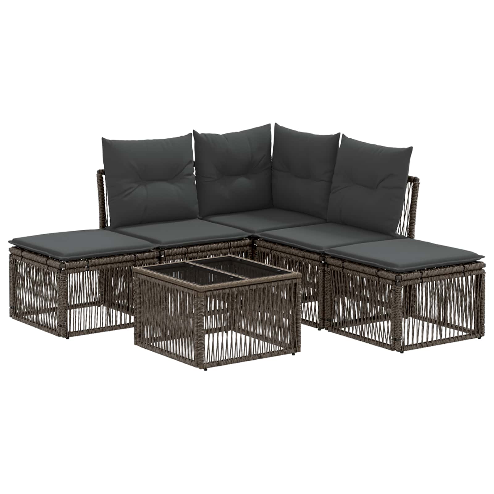 Tuinbankenset 6 pcs Grijs poly rattan – afbeelding 2