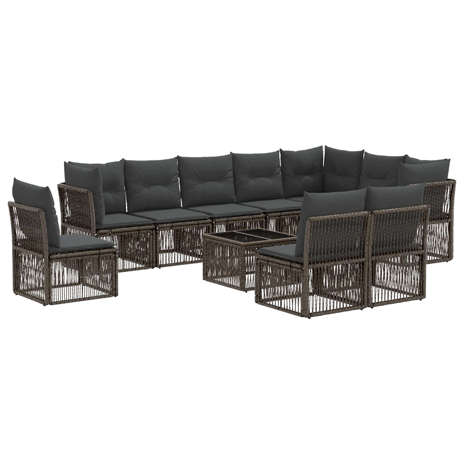 Tuinbankenset 11 pcs Grijs poly rattan – afbeelding 2