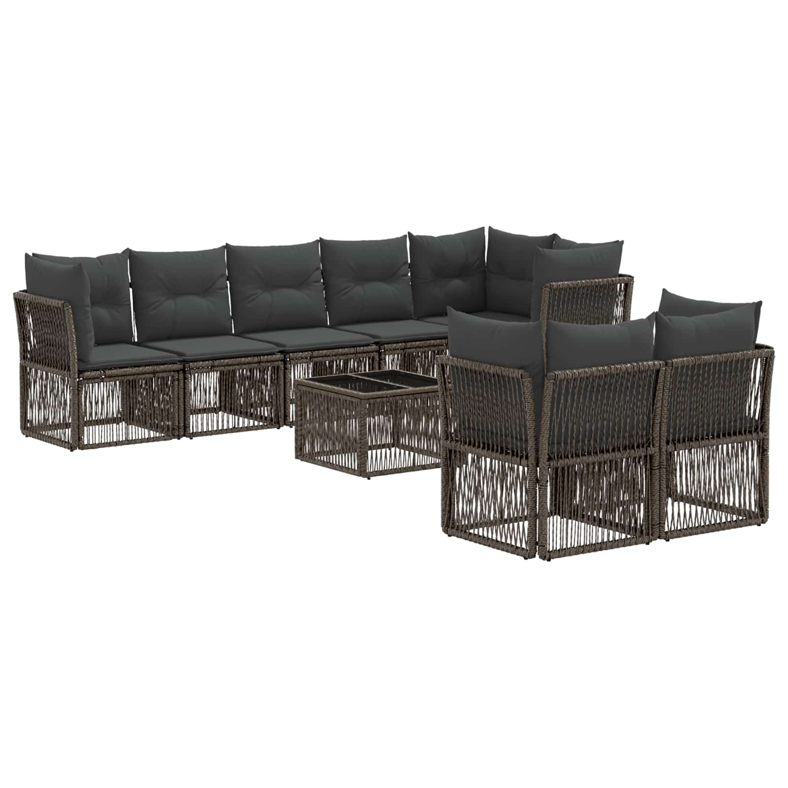 Tuinbankenset 9 pcs Grijs poly rattan – afbeelding 2