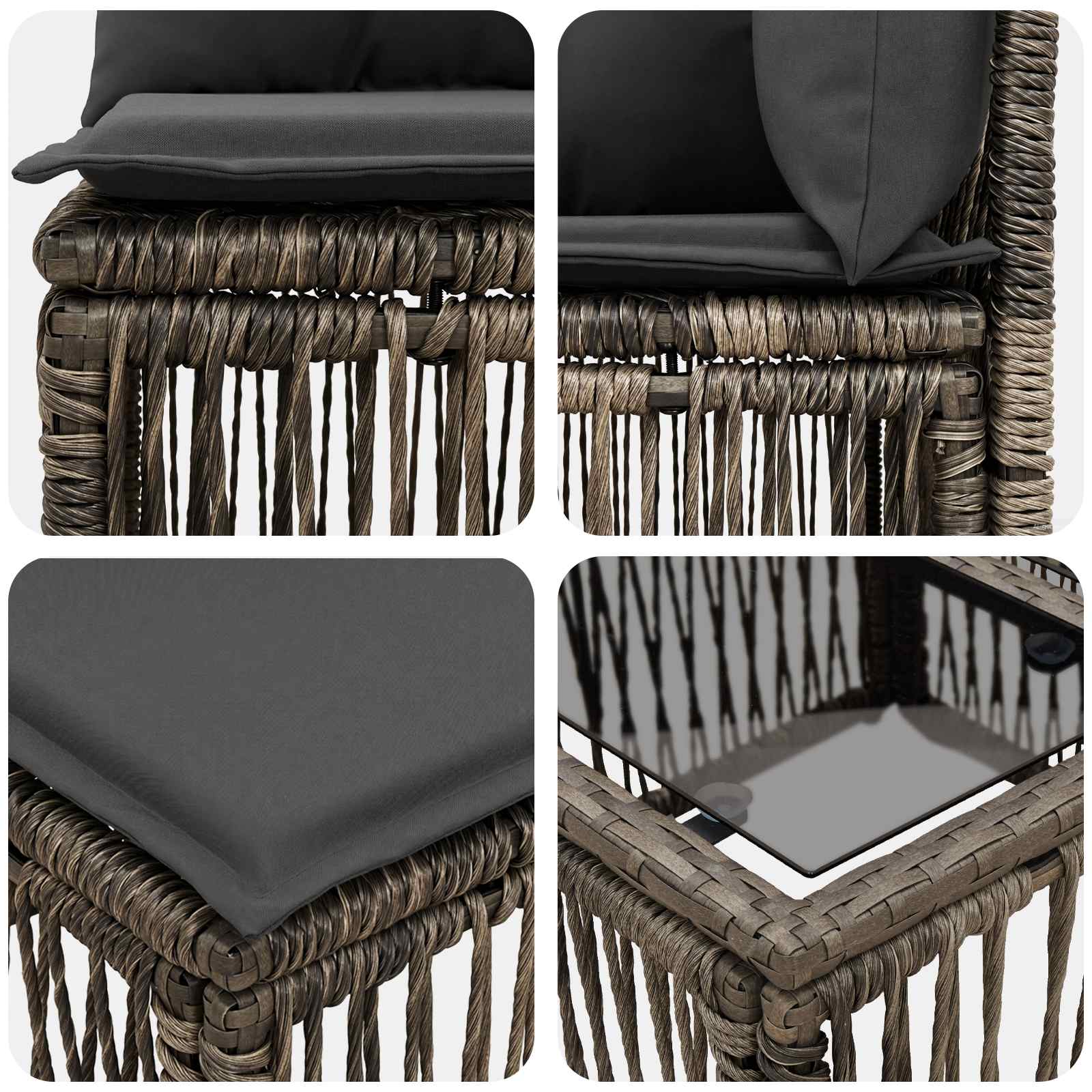 Tuinbankenset 9 pcs Grijs poly rattan – afbeelding 7