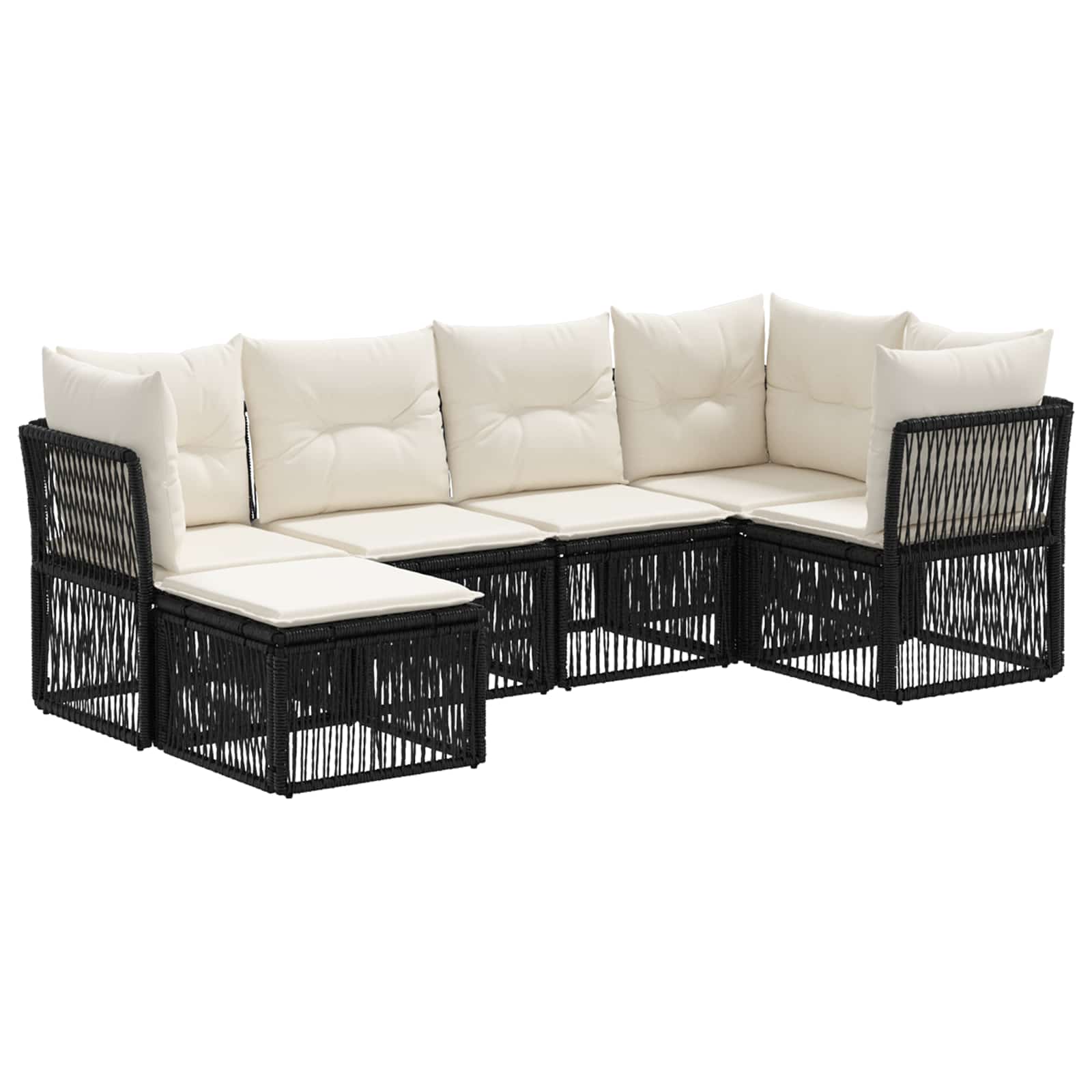 Tuinbankenset 6 pcs Zwart poly rattan – afbeelding 2