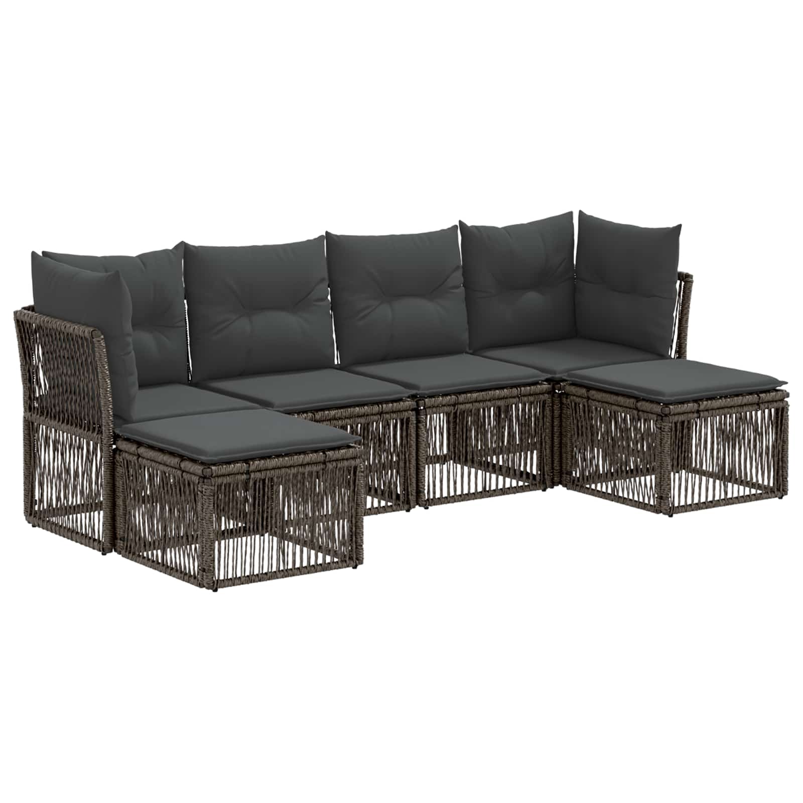 Tuinbankenset 6 pcs Grijs poly rattan – afbeelding 2
