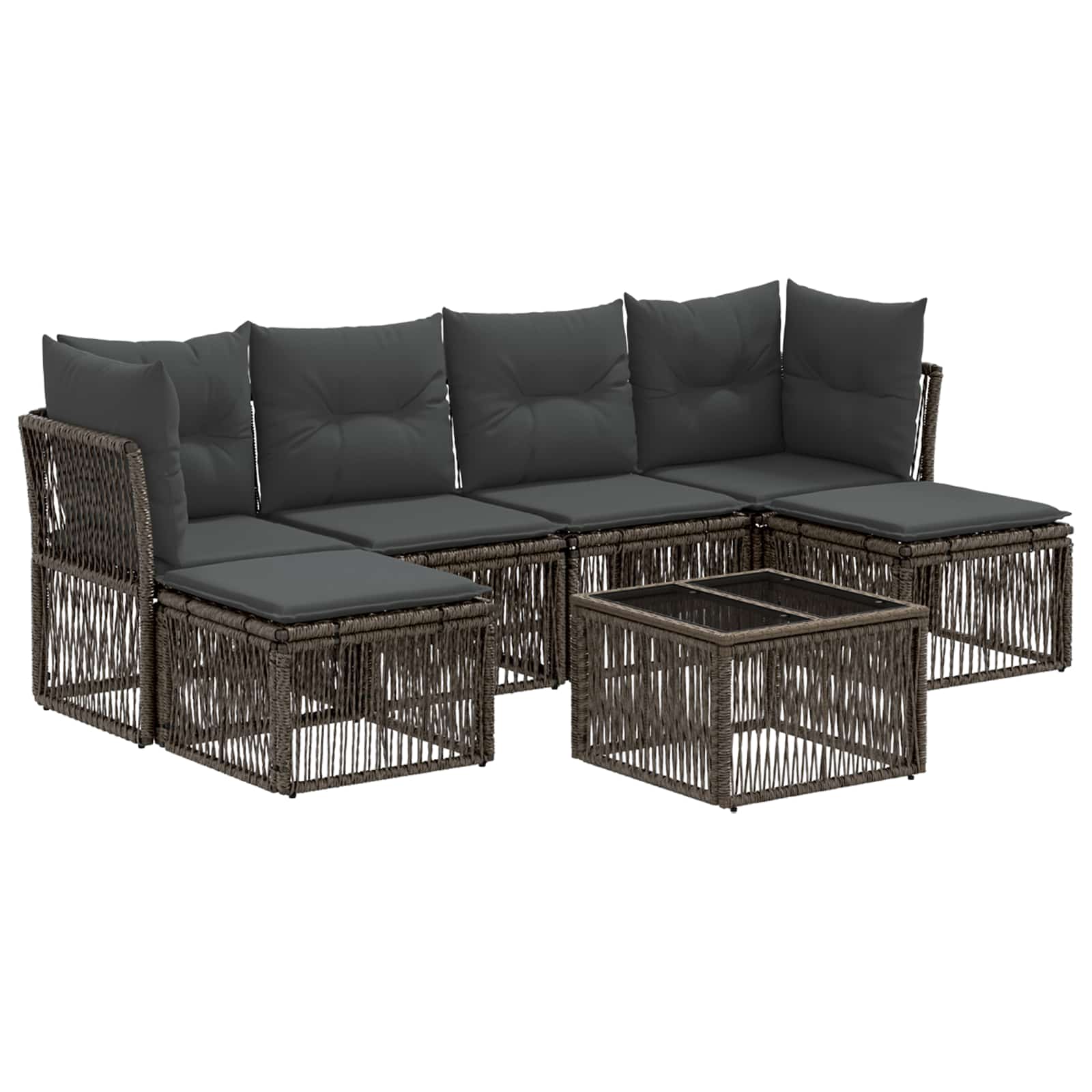 Tuinbankenset 7 pcs Grijs poly rattan – afbeelding 2