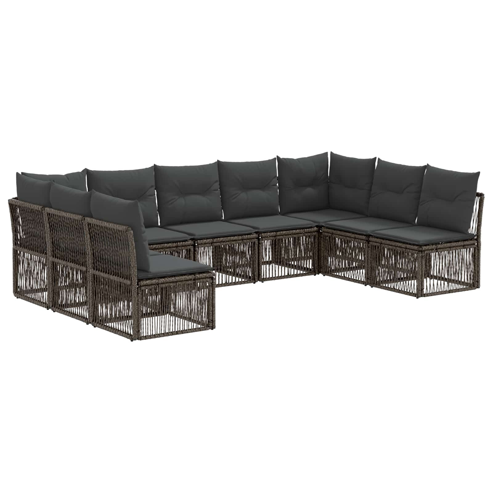 Tuinbankenset 9 pcs Grijs poly rattan – afbeelding 2