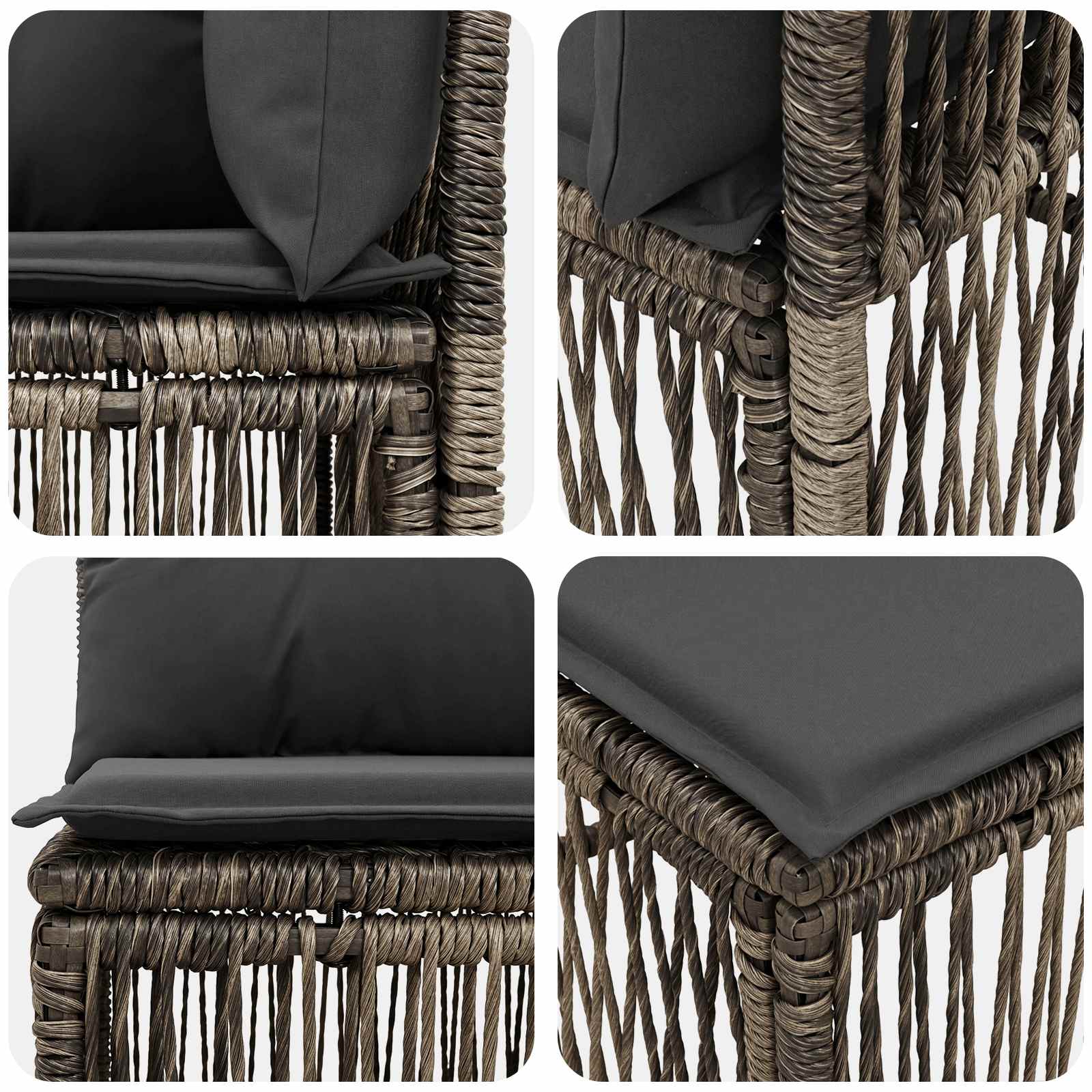 Tuinbankenset 9 pcs Grijs poly rattan – afbeelding 5