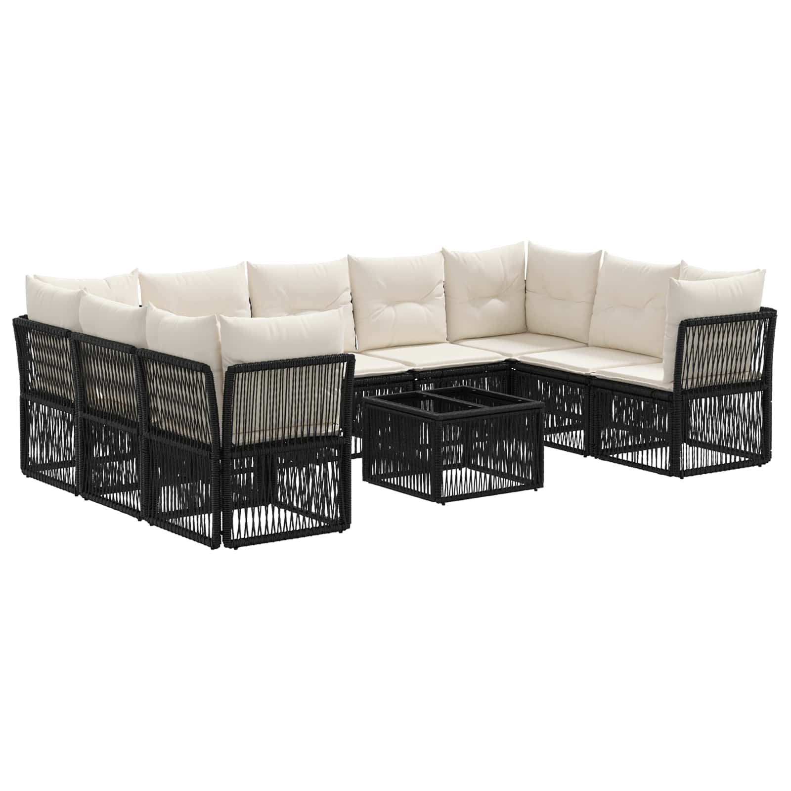 Tuinbankenset 10 pcs Zwart poly rattan – afbeelding 2