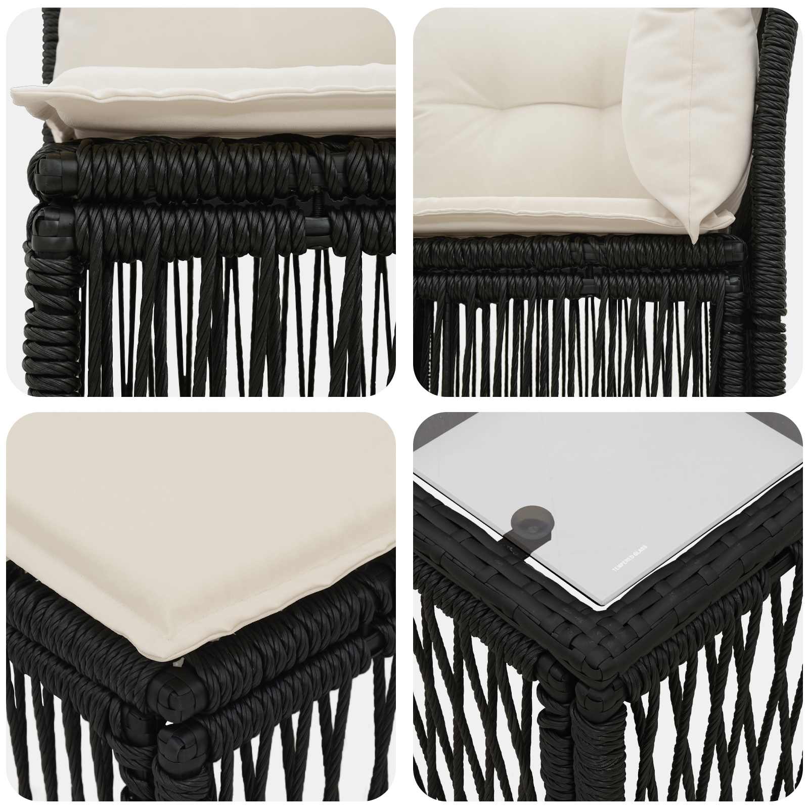 Tuinbankenset 10 pcs Zwart poly rattan – afbeelding 8