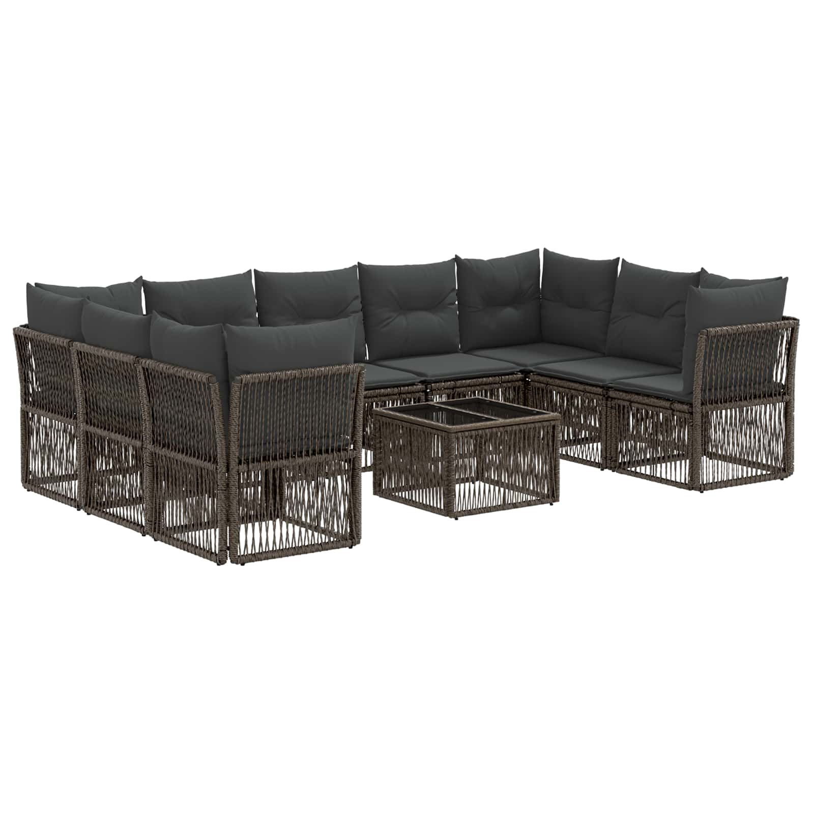 Tuinbankenset 10 pcs Grijs poly rattan – afbeelding 2
