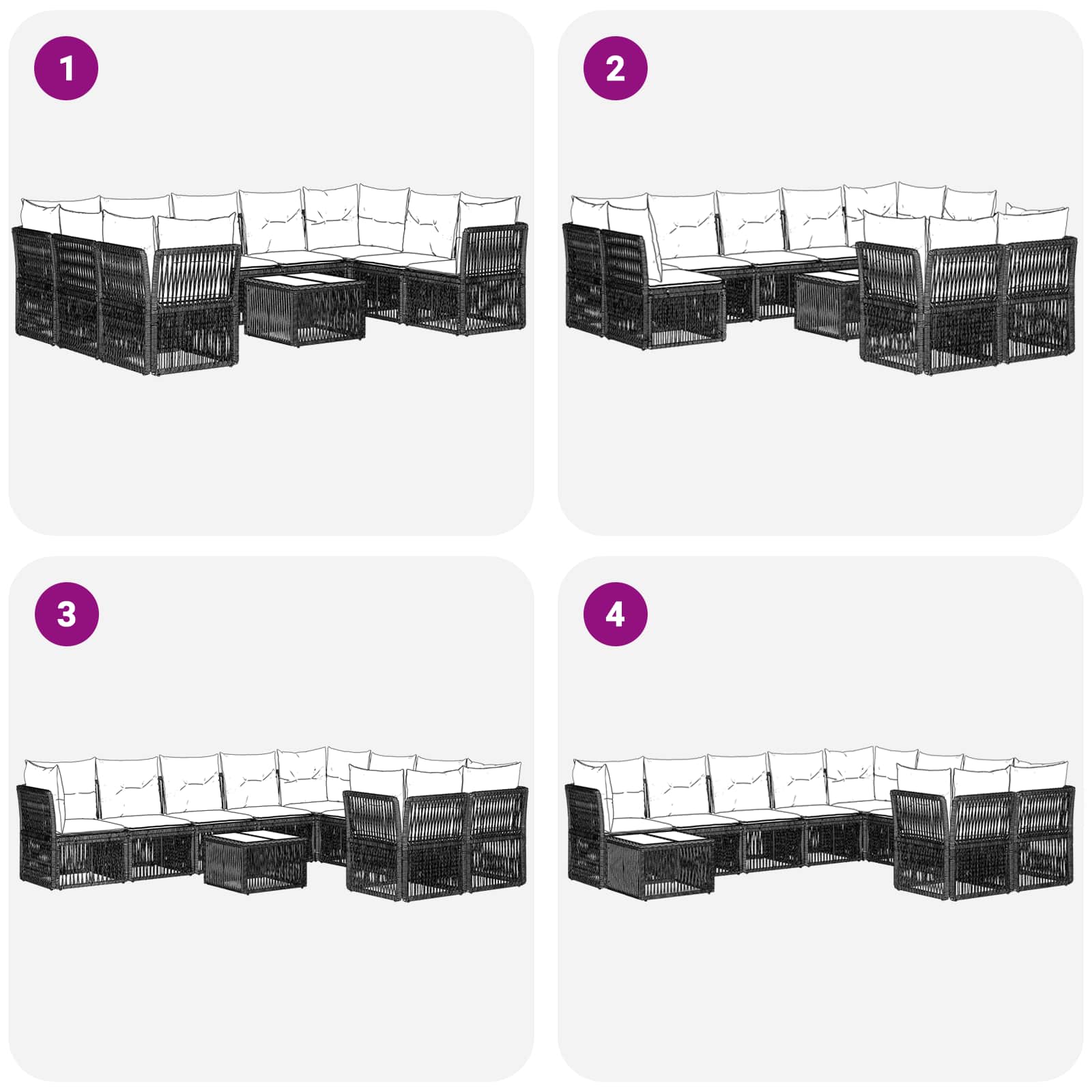 Tuinbankenset 10 pcs Grijs poly rattan – afbeelding 9