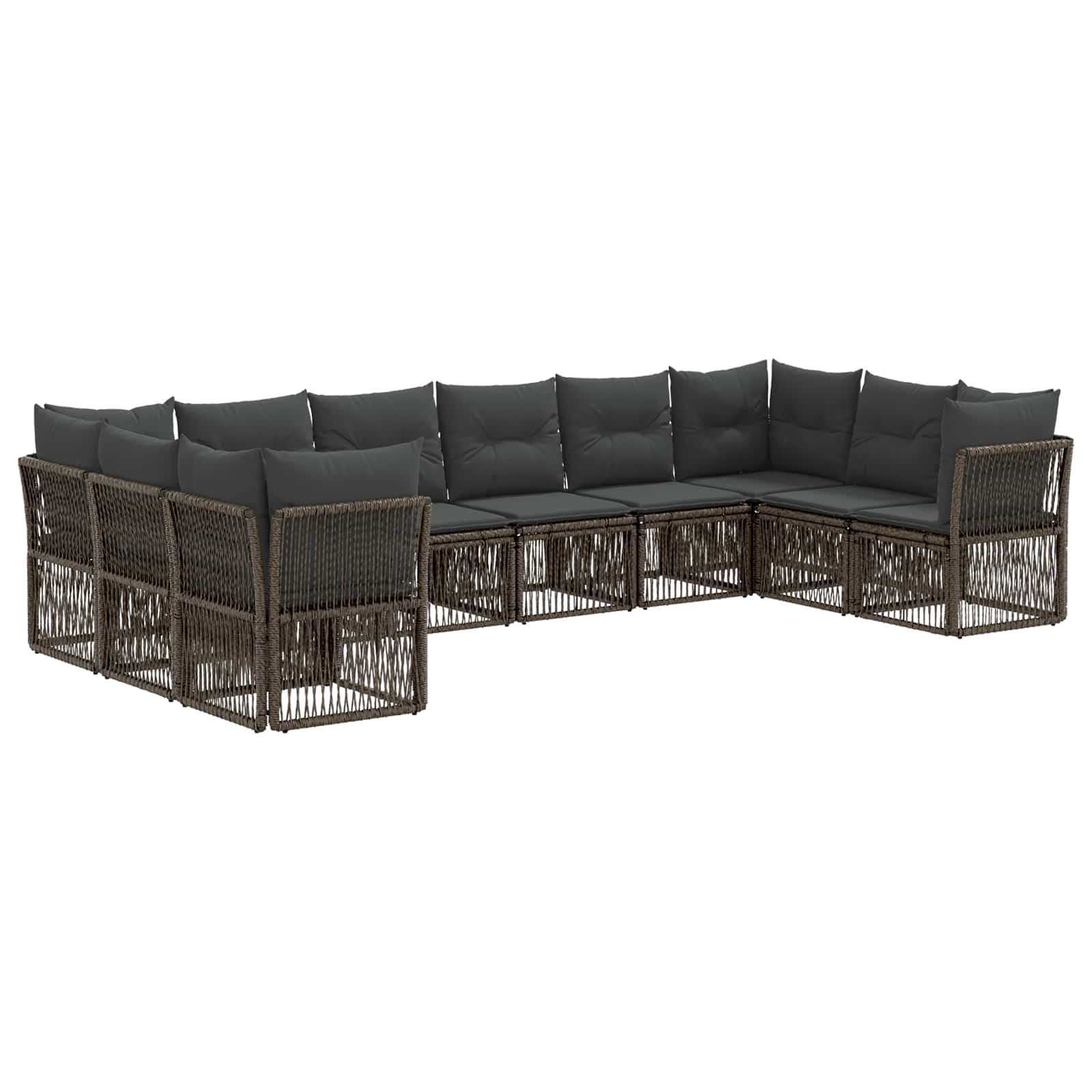 Tuinbankenset 10 pcs Grijs poly rattan – afbeelding 2
