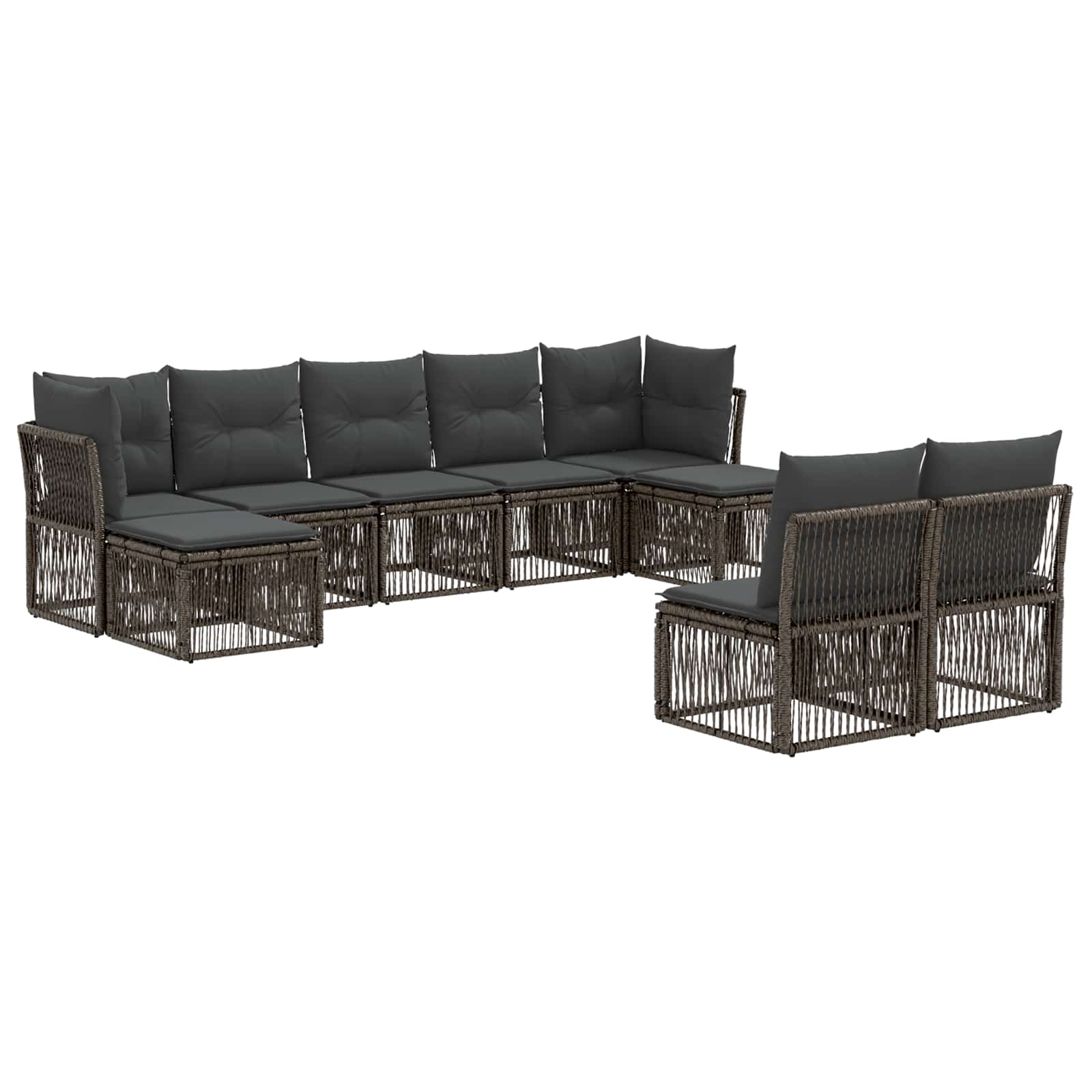 Tuinbankenset 9 pcs Grijs poly rattan – afbeelding 2