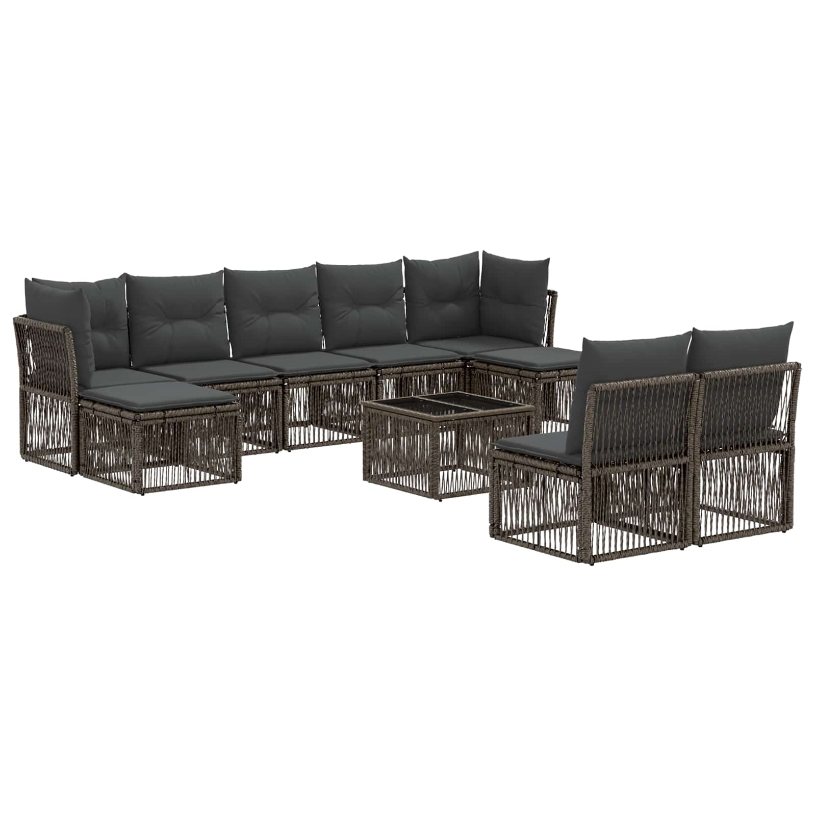 Tuinbankenset 10 pcs Grijs poly rattan – afbeelding 2