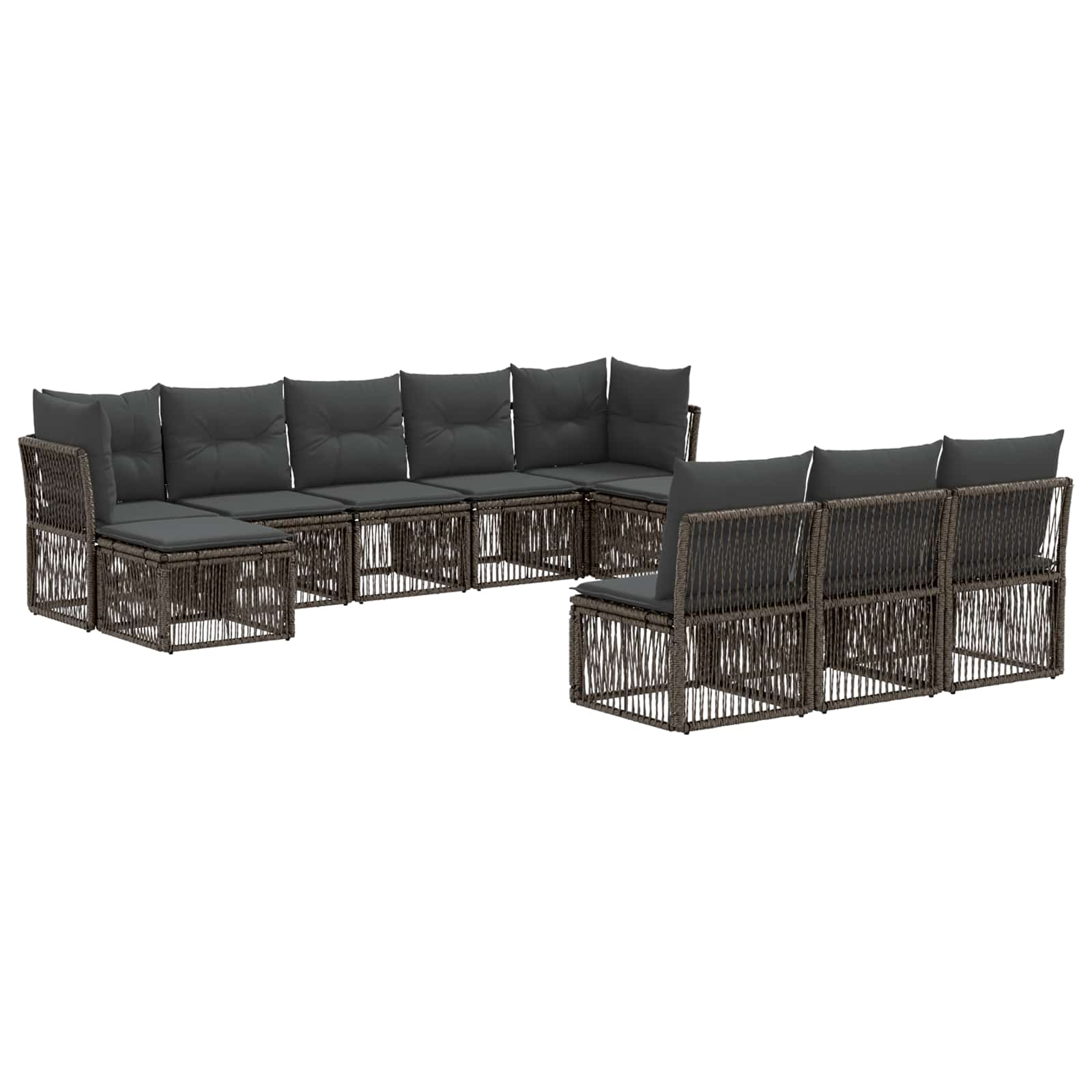 Tuinbankenset 10 pcs Grijs poly rattan – afbeelding 2