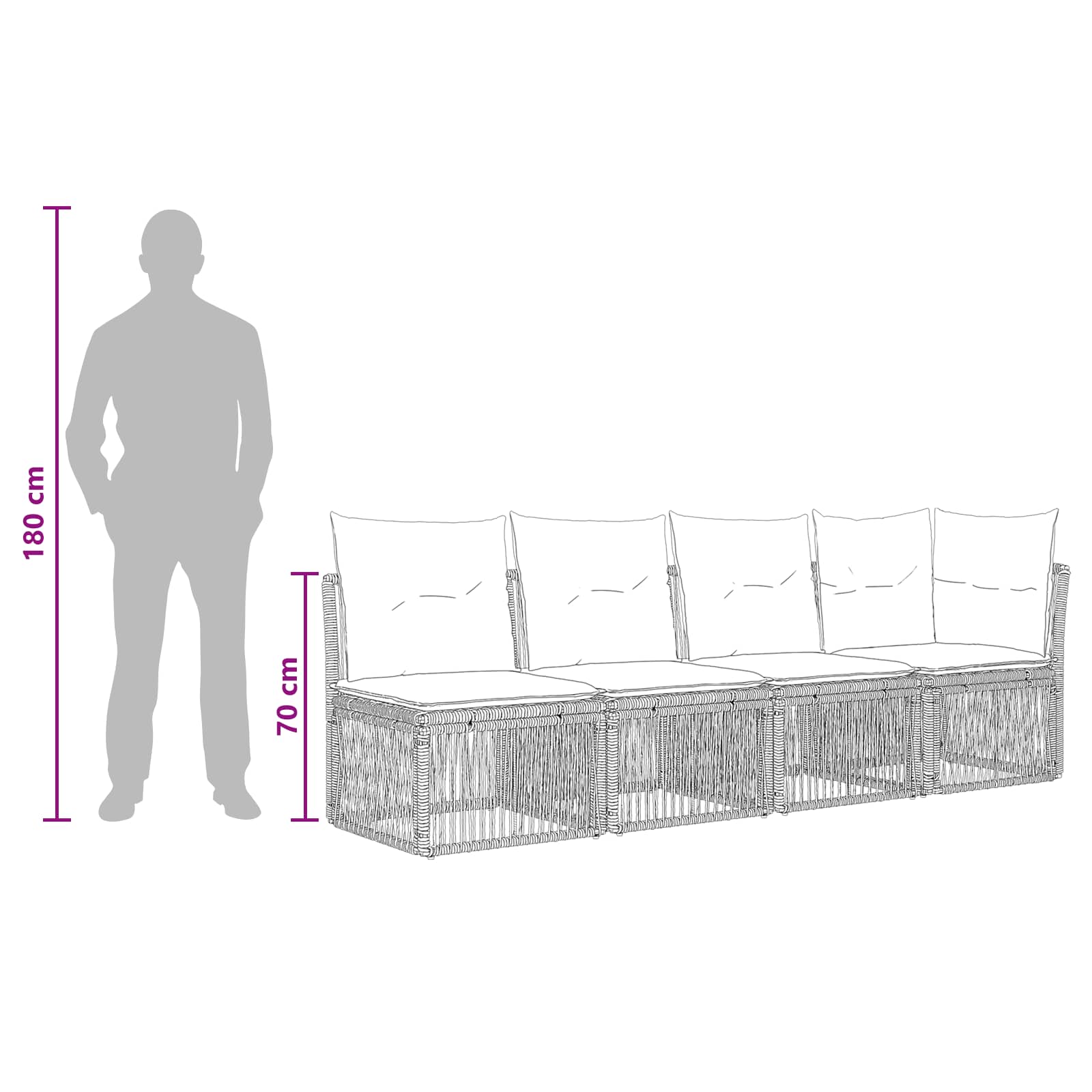 Tuinbankenset 11 pcs Grijs poly rattan – afbeelding 10