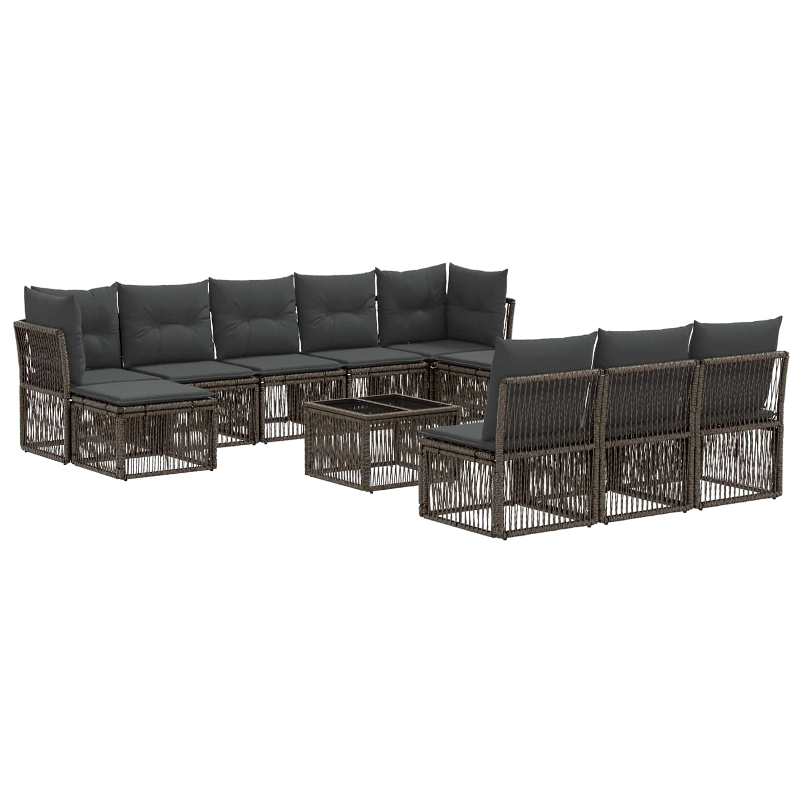 Tuinbankenset 11 pcs Grijs poly rattan – afbeelding 2