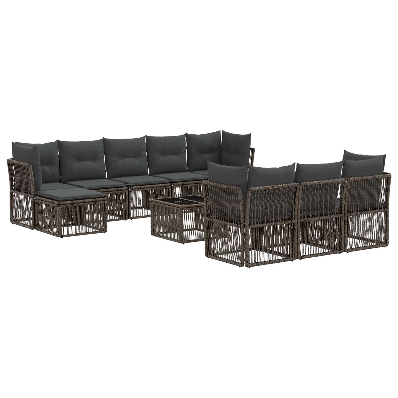 Tuinbankenset 11 pcs Grijs poly rattan – afbeelding 2