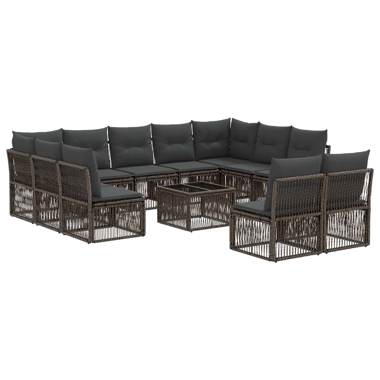 Tuinbankenset 12 pcs Grijs poly rattan – afbeelding 2