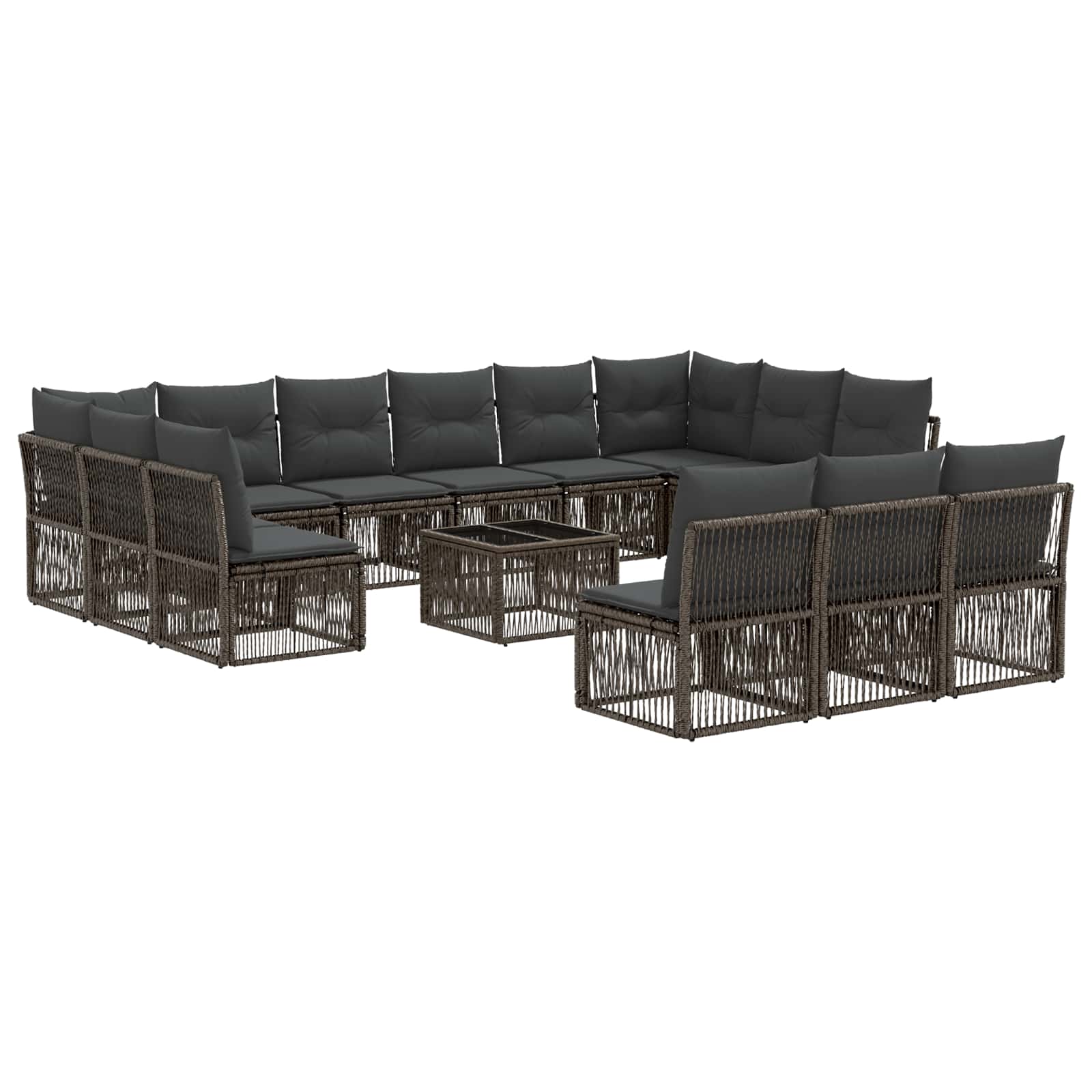 Tuinbankenset 14 pcs Grijs poly rattan – afbeelding 2