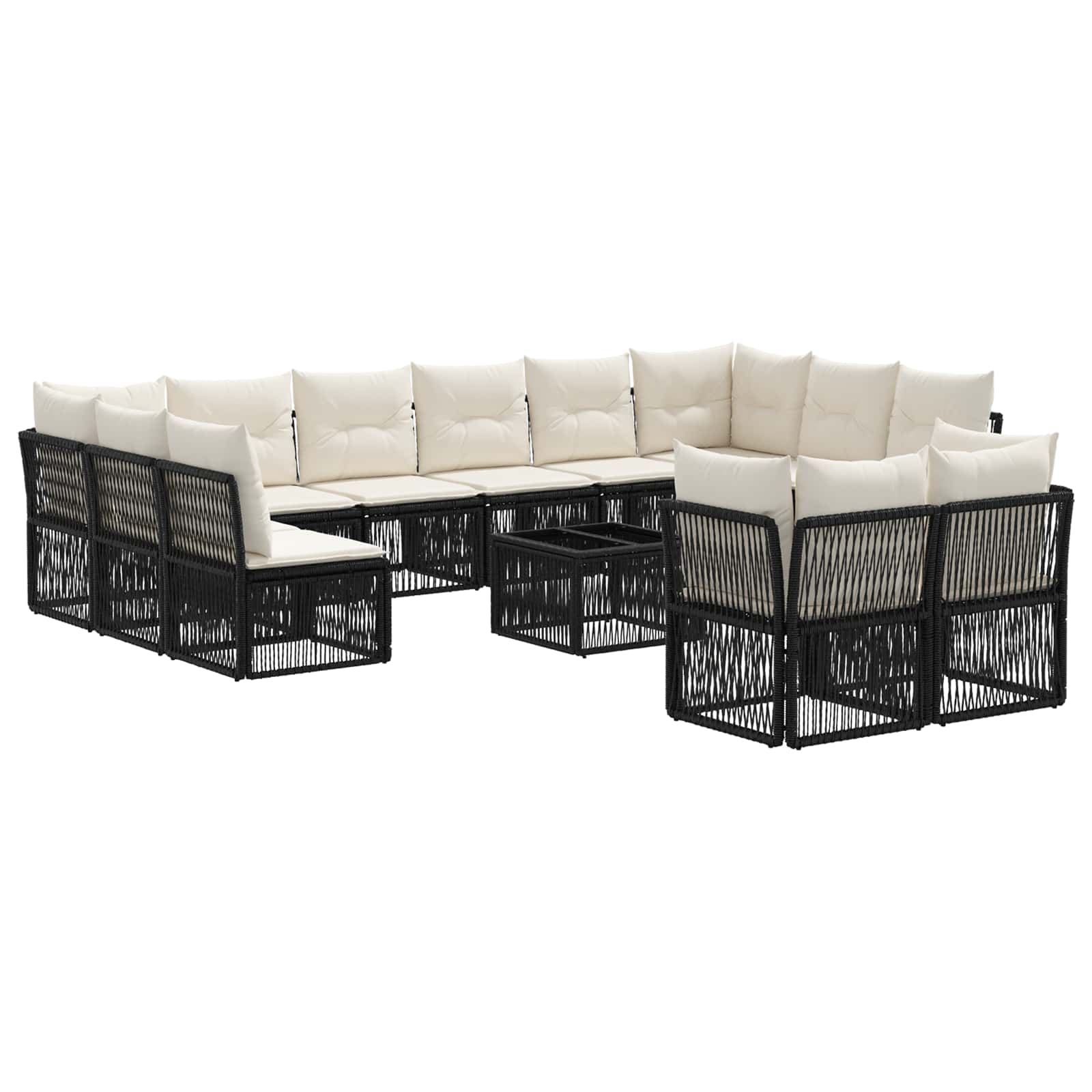 Tuinbankenset 13 pcs Zwart poly rattan – afbeelding 2
