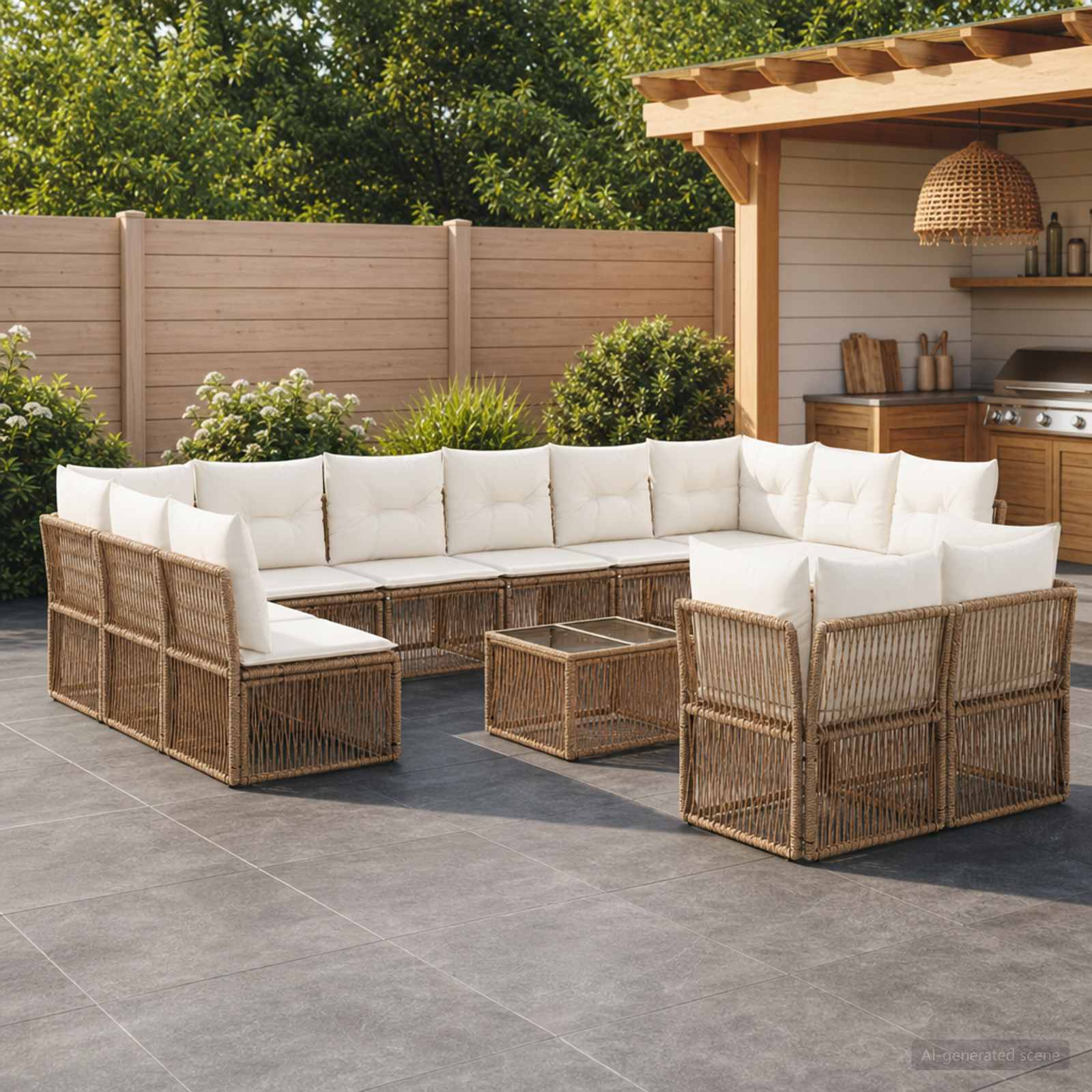 Tuinbankenset 13 pcs Beige poly rattan