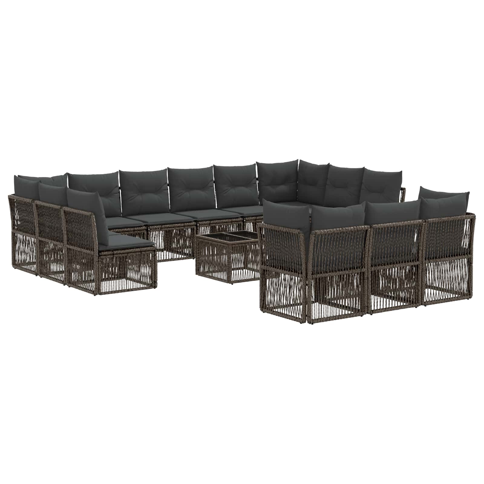 Tuinbankenset 14 pcs Grijs poly rattan – afbeelding 2