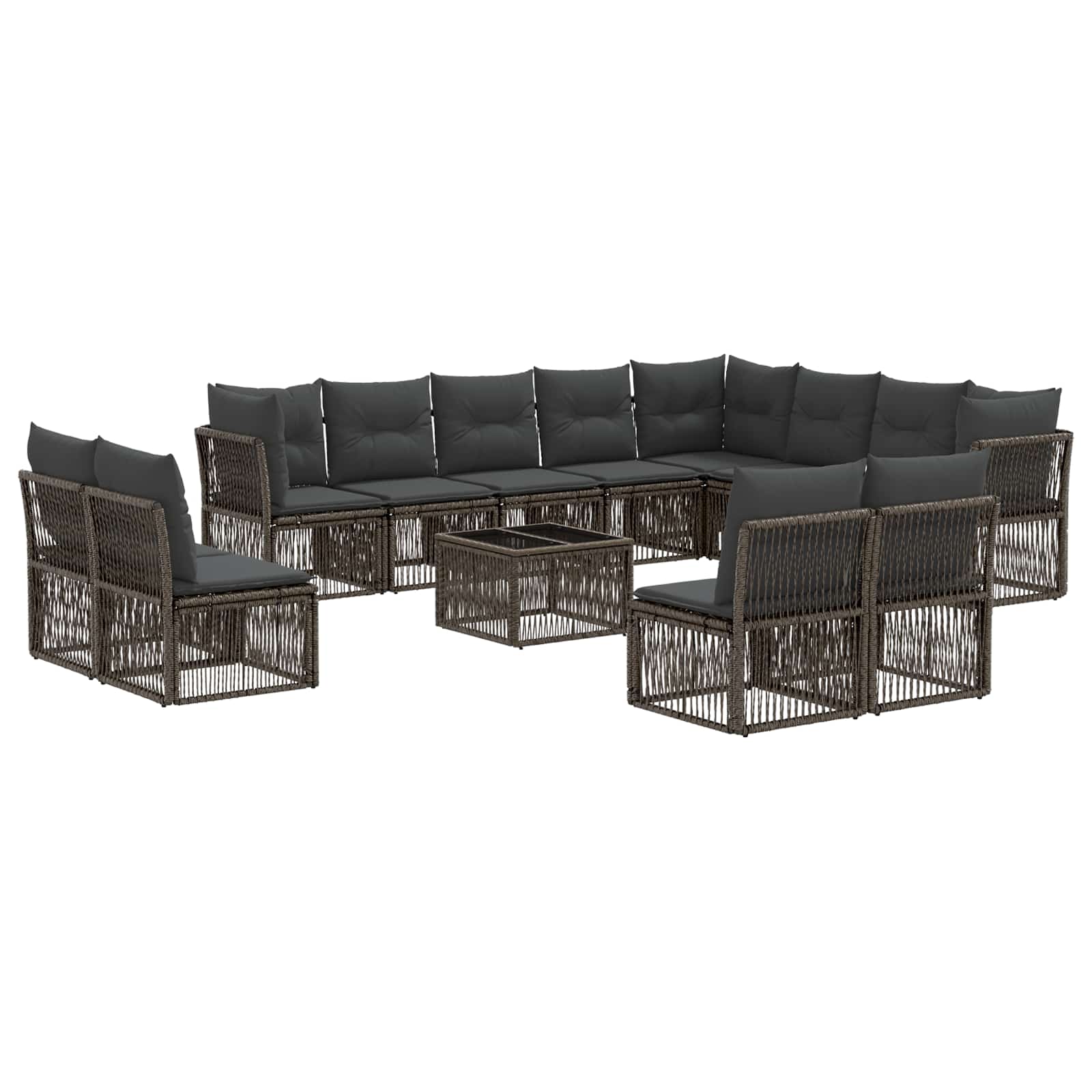 Tuinbankenset 13 pcs Grijs poly rattan – afbeelding 2