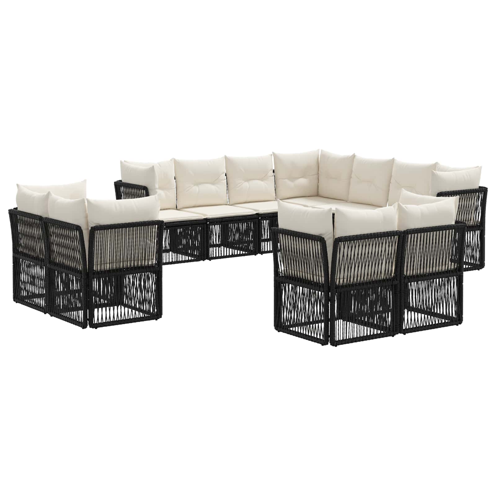 Tuinbankenset 11 pcs Zwart poly rattan – afbeelding 2