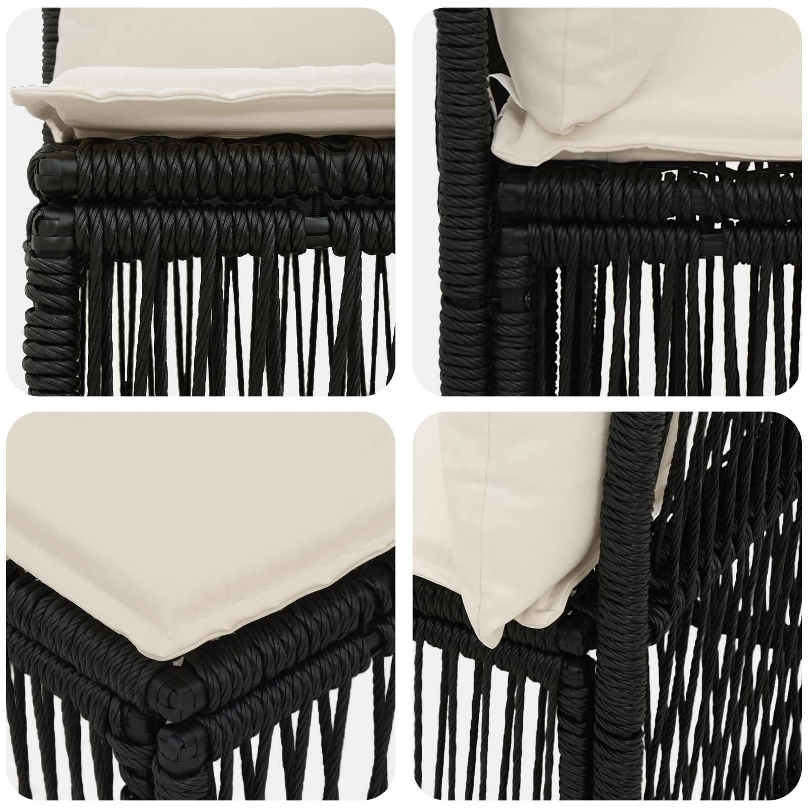 Tuinbankenset 11 pcs Zwart poly rattan – afbeelding 6