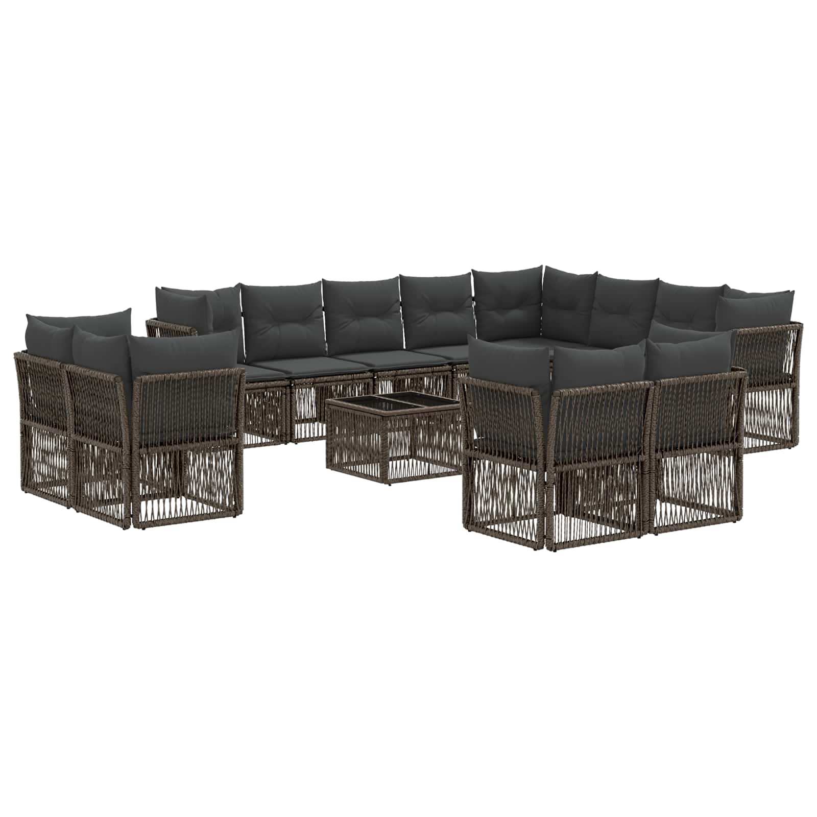 Tuinbankenset 13 pcs Grijs poly rattan – afbeelding 2