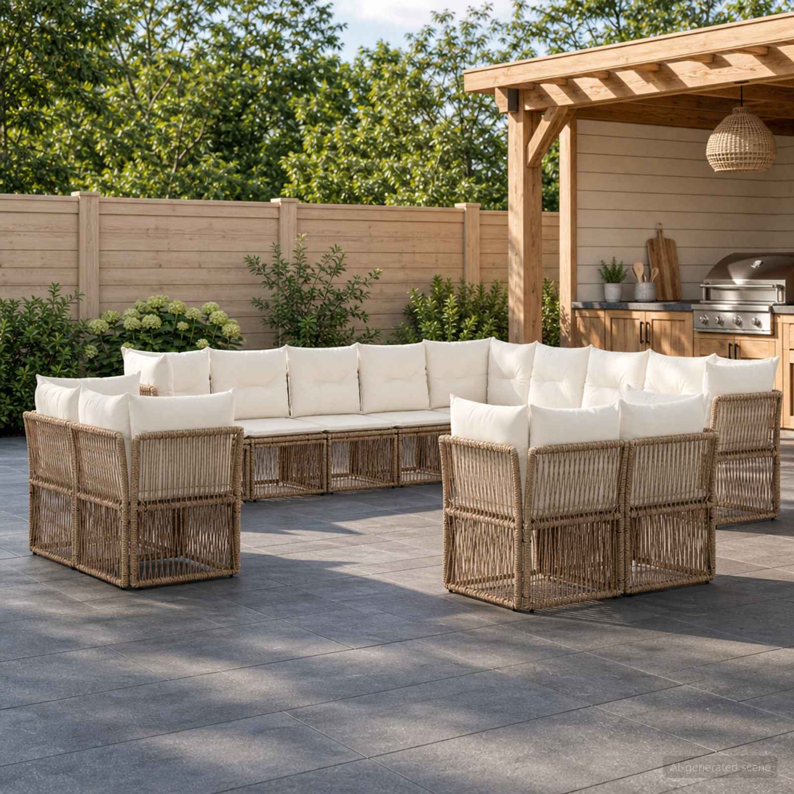 Tuinbankenset 13 pcs Beige poly rattan – afbeelding 1
