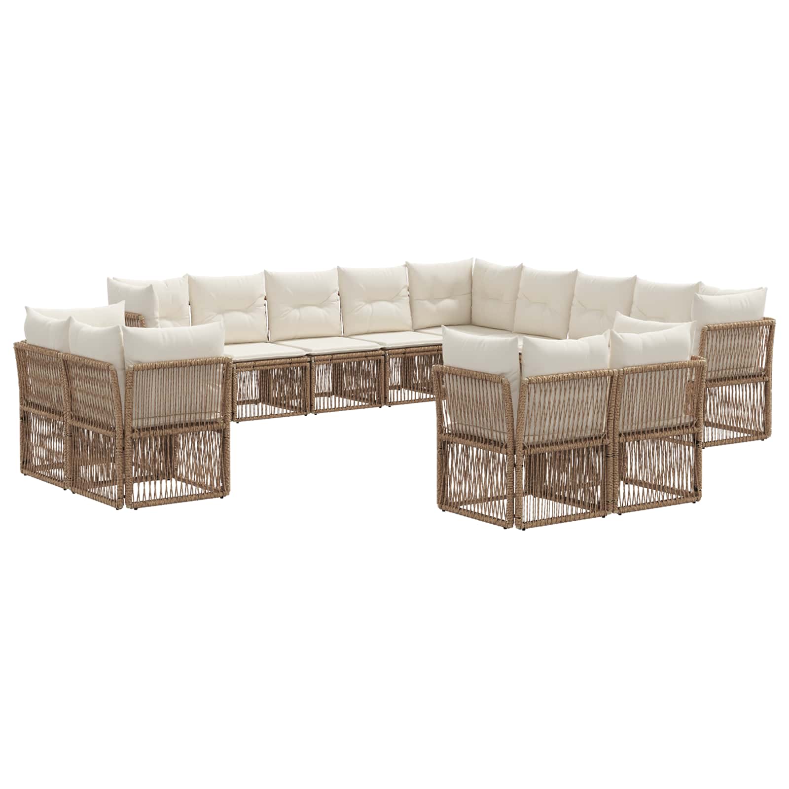 Tuinbankenset 13 pcs Beige poly rattan – afbeelding 2