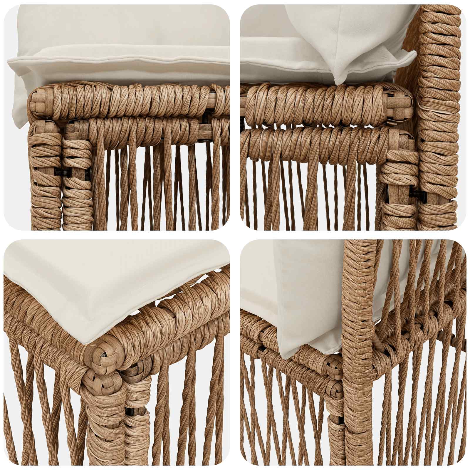 Tuinbankenset 13 pcs Beige poly rattan – afbeelding 6