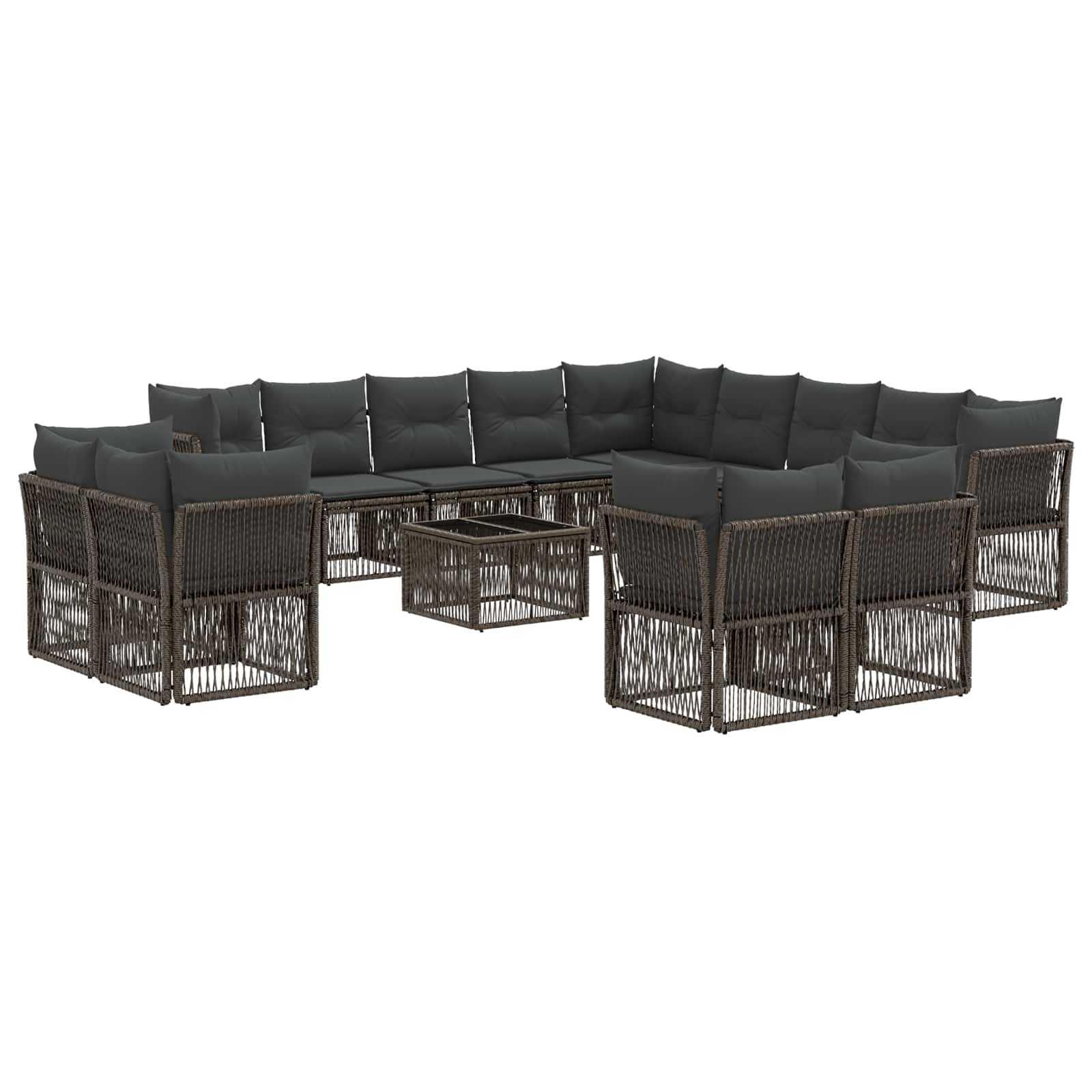 Tuinbankenset 14 pcs Grijs poly rattan – afbeelding 2