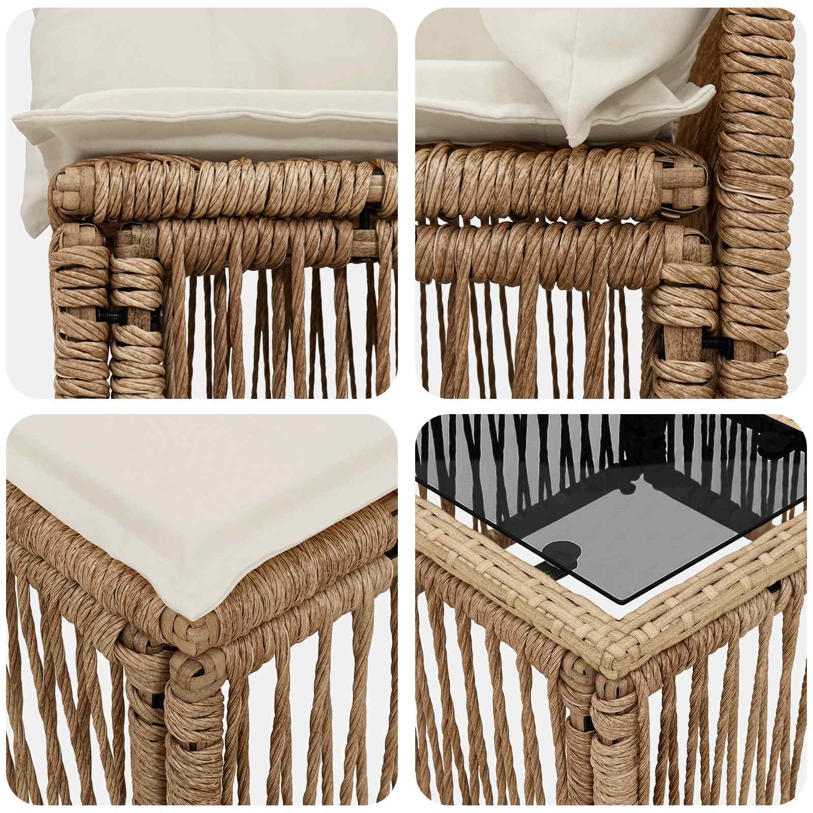 Tuinbankenset 14 pcs Beige poly rattan – afbeelding 8