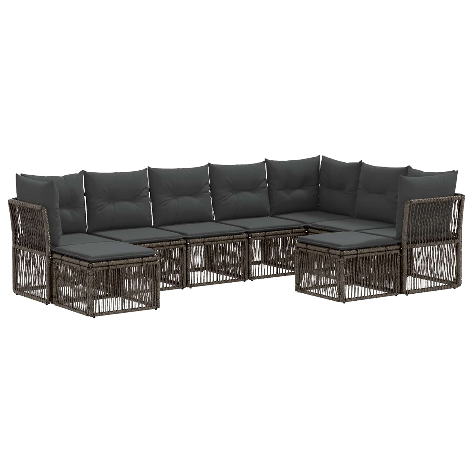 Tuinbankenset 9 pcs Grijs poly rattan – afbeelding 2