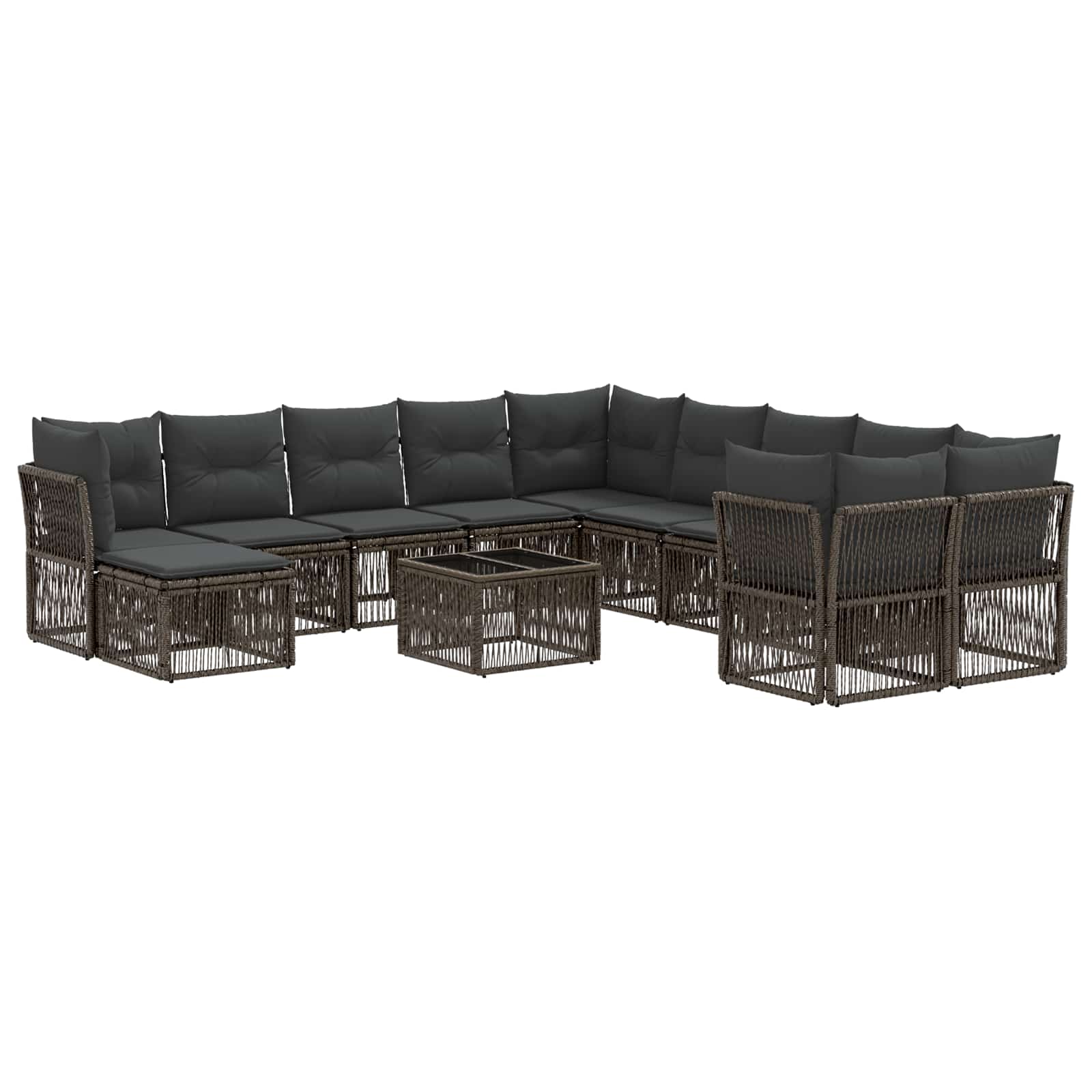 Tuinbankenset 12 pcs Grijs poly rattan – afbeelding 2