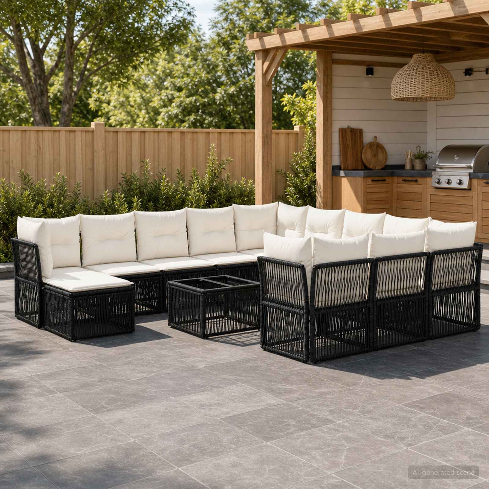 Tuinbankenset 13 pcs Zwart poly rattan