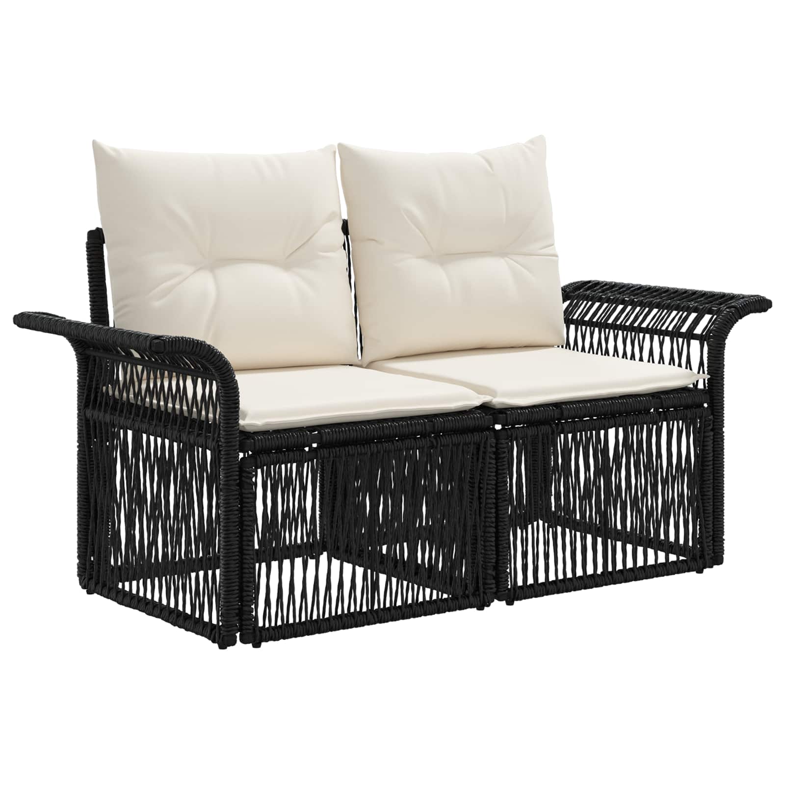 Tuinbankenset 12 pcs Zwart poly rattan – afbeelding 3