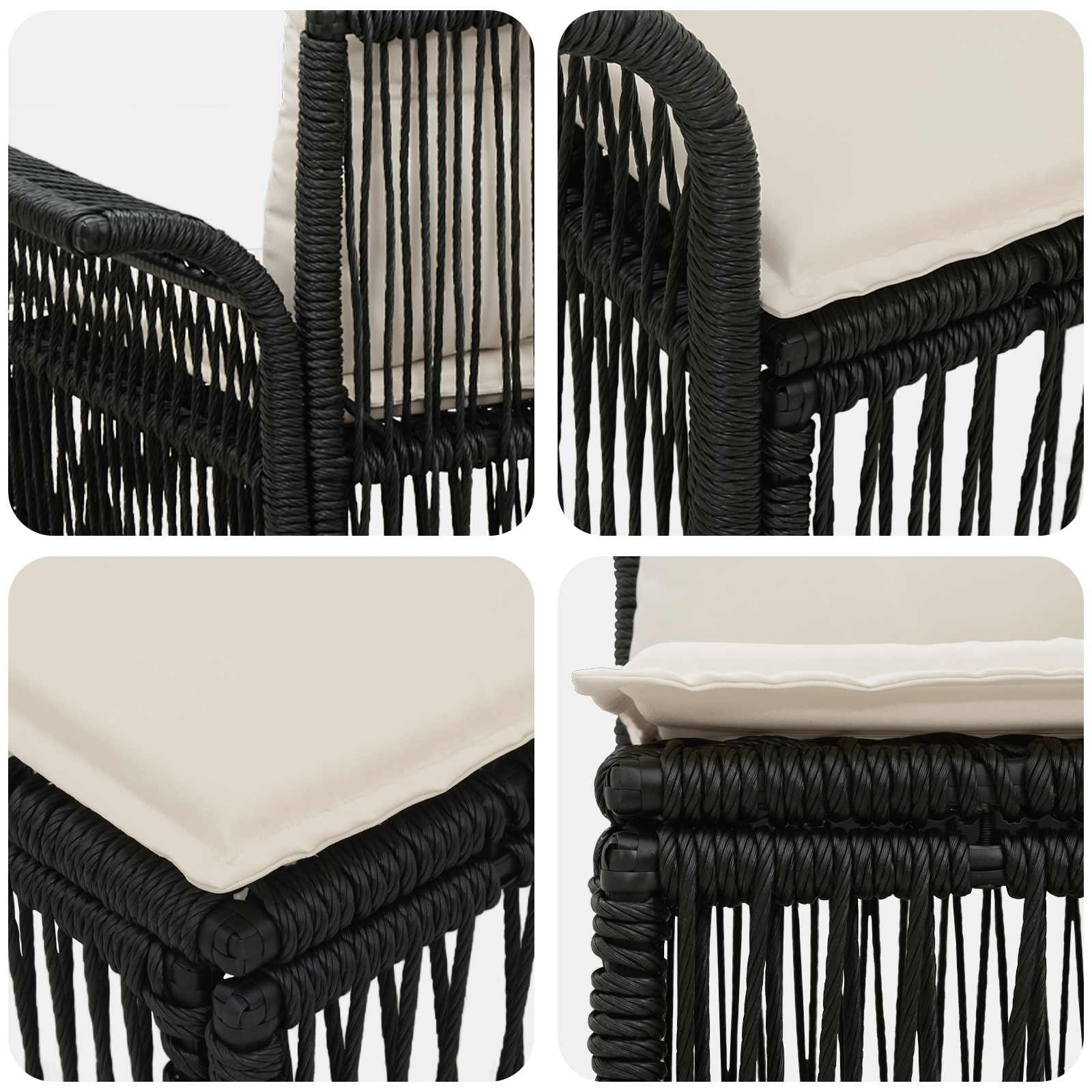 Tuinbankenset 12 pcs Zwart poly rattan – afbeelding 5