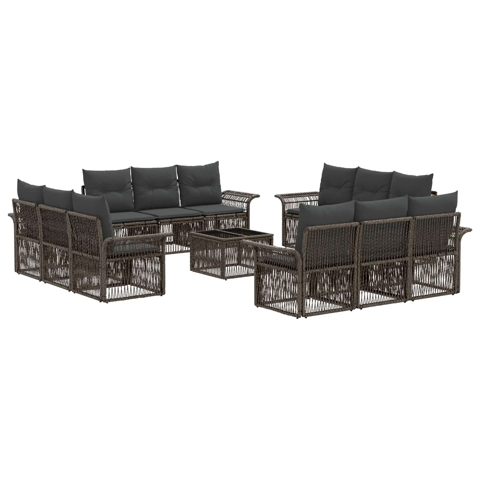 Tuinbankenset 13 pcs Grijs poly rattan – afbeelding 2