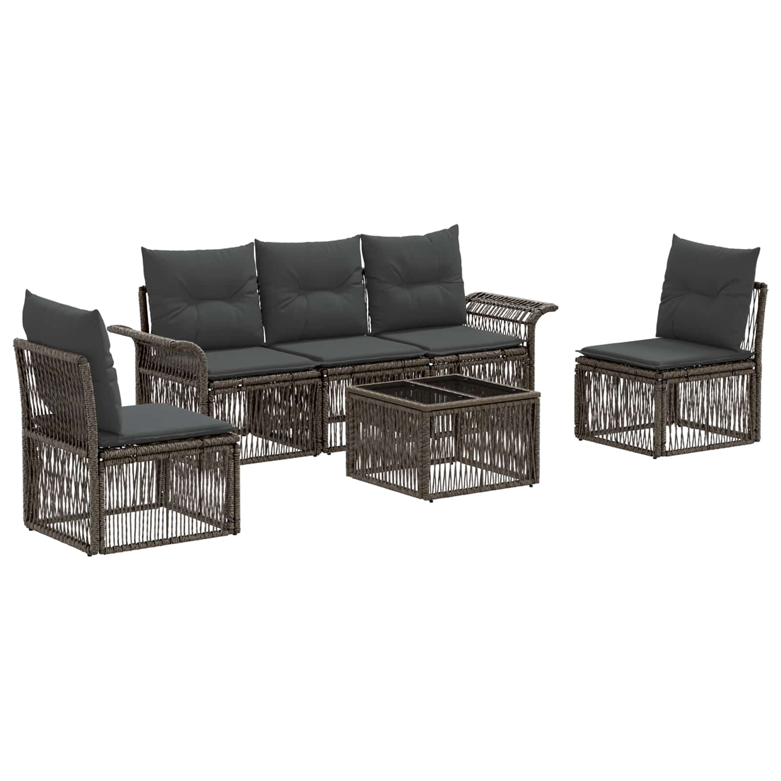 Tuinbankenset 6 pcs Grijs poly rattan – afbeelding 2
