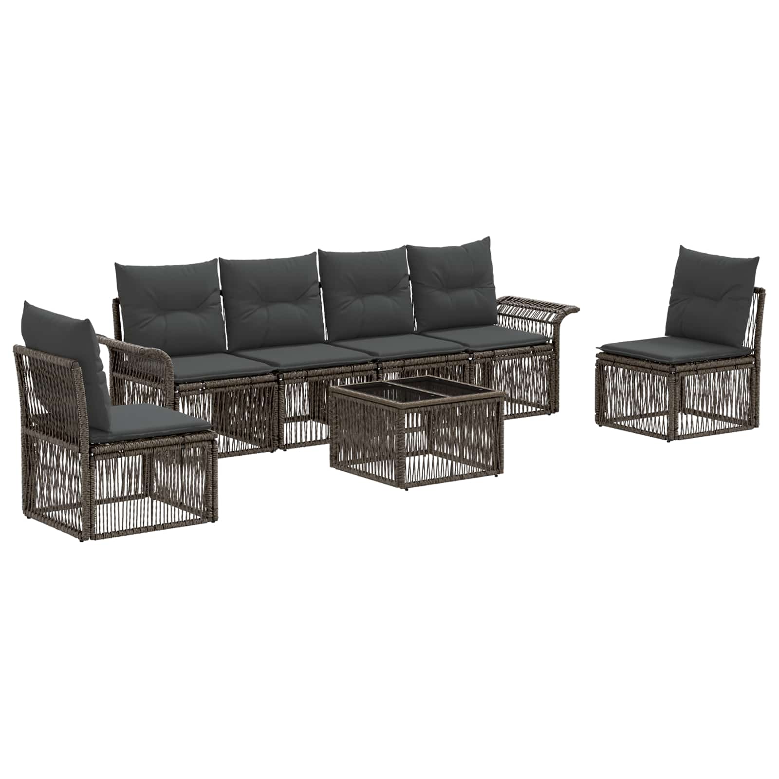 Tuinbankenset 7 pcs Grijs poly rattan – afbeelding 2
