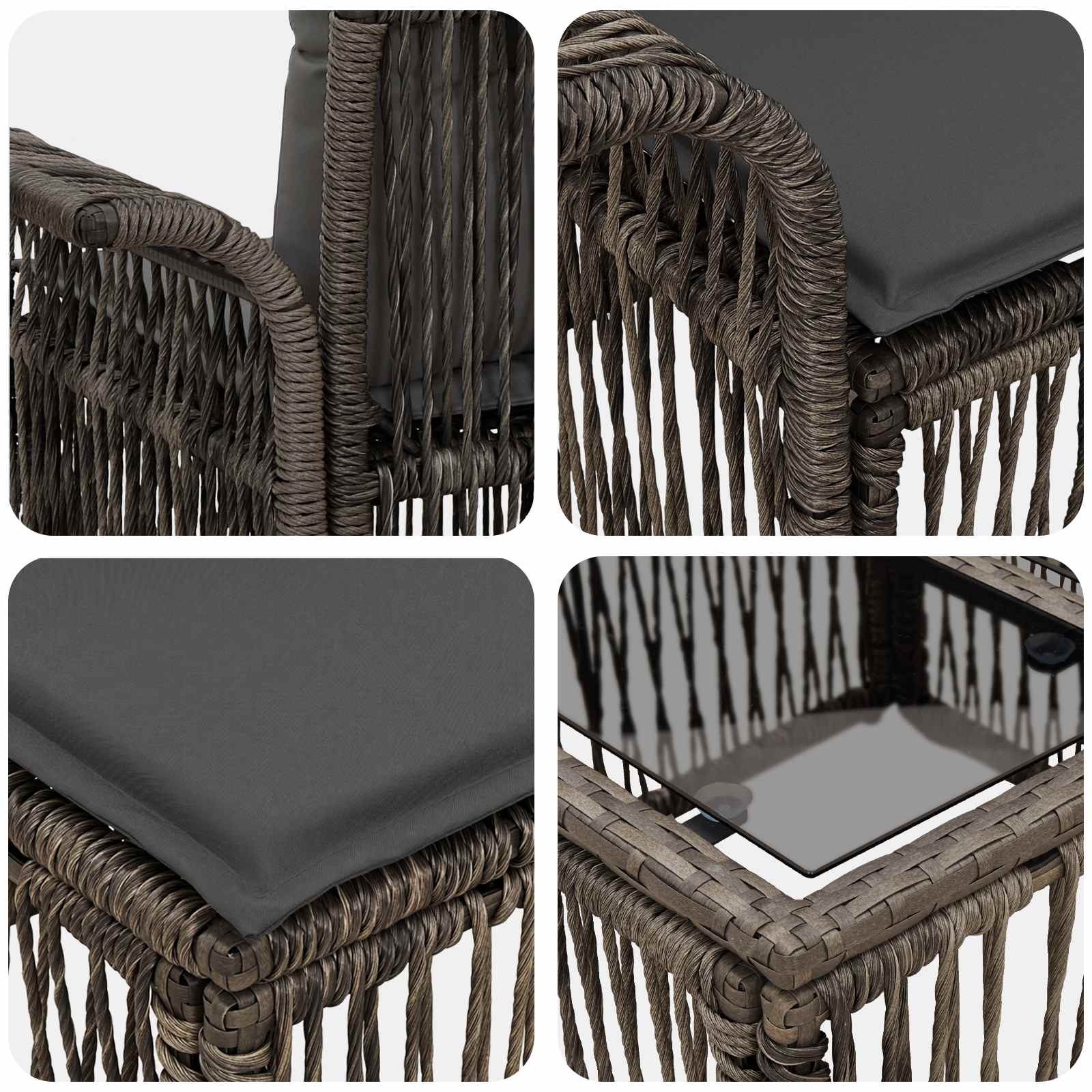Tuinbankenset 7 pcs Grijs poly rattan – afbeelding 7