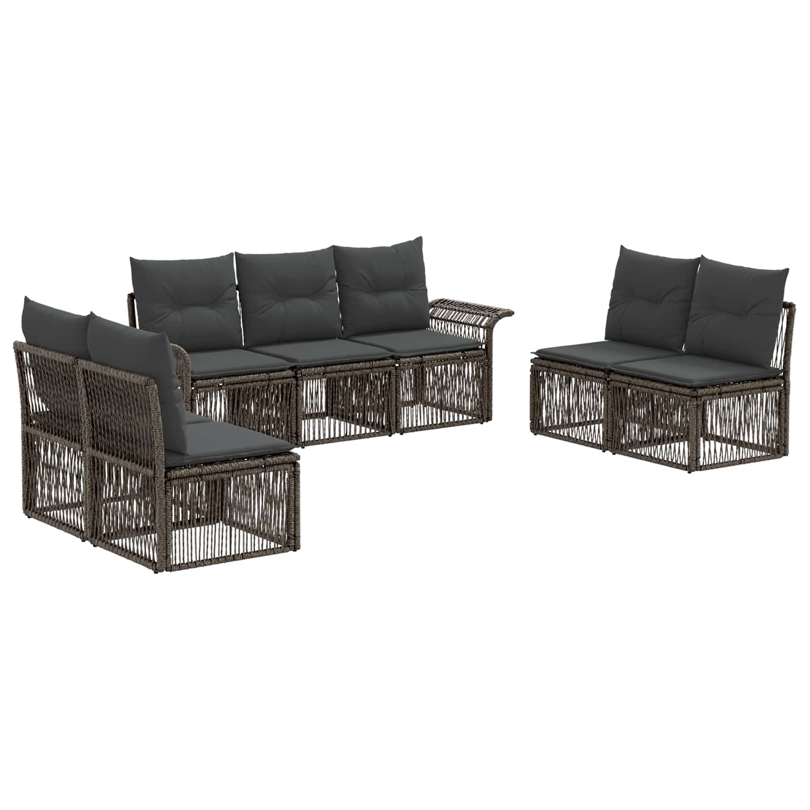 Tuinbankenset 7 pcs Grijs poly rattan – afbeelding 2